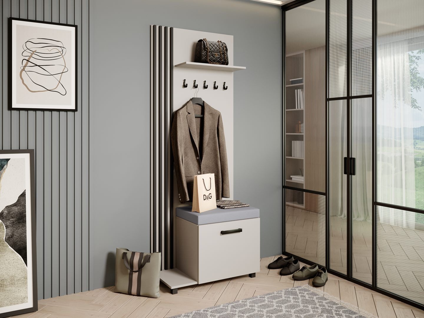 Beautysofa Garderobenschrank Garderobenschrank mit Aufhängern LIVIA günstig online kaufen