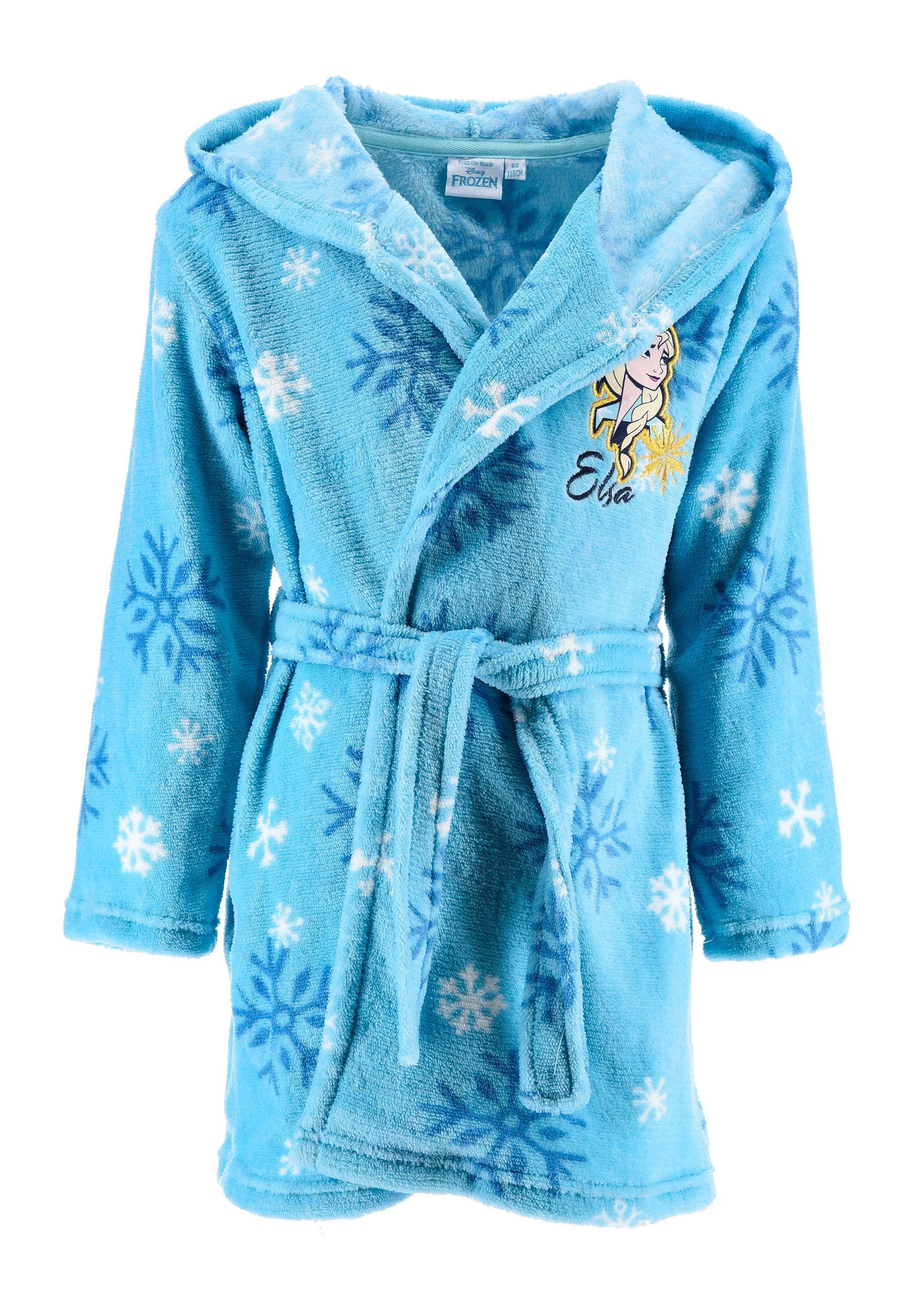 Disney Frozen Kinderbademantel Bademantel Mädchen Elsa mit Kapuze aus Fleece