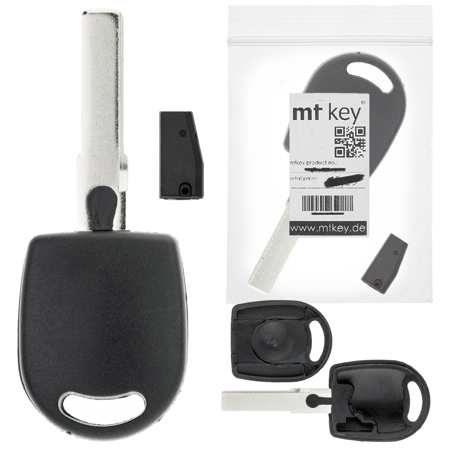 mt-key Schlüsseltasche Auto Zünd Schlüssel Rohling HU66 + ID33 Transponder (Set), für Ford Galaxy I Wgr (95-98); Seat Alhambra I (96-98); Arosa 6H (