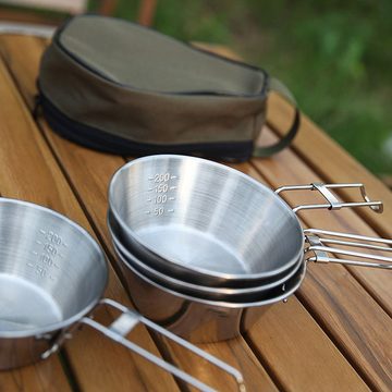 Atäsi Topf-Set Kochtopf Camping Kochgeschirr Set,4-teiliges Camping Topf Pfanne Set