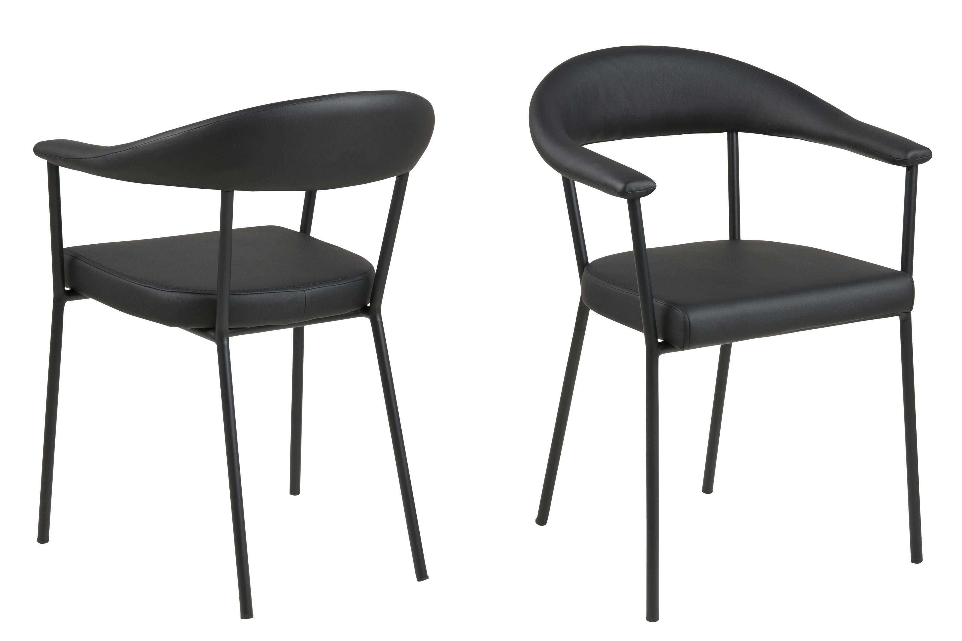 Armlehnstuhl (2er-Set) in schwarz - 56x77,5x52,5 (BxHxT)