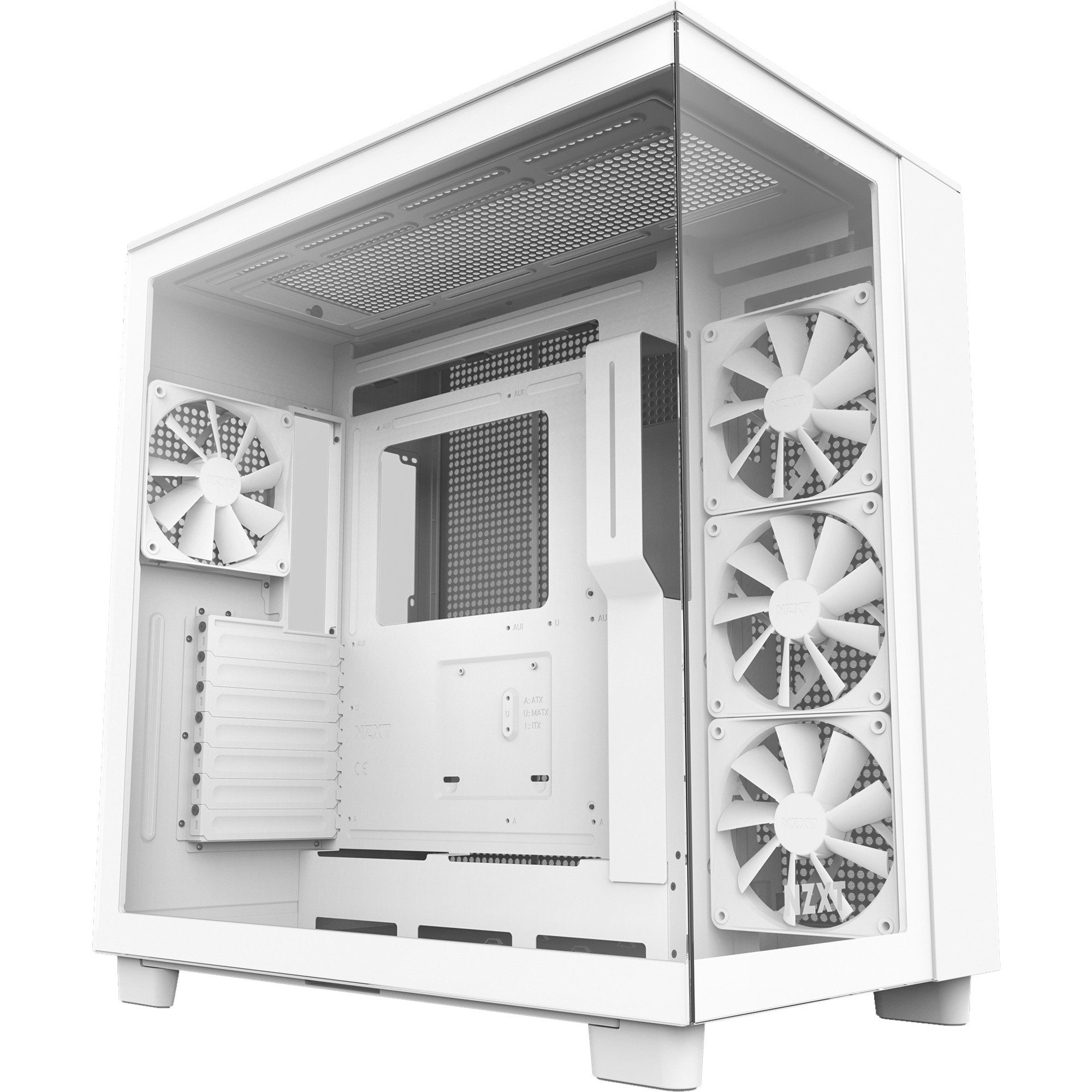 NZXT PCGehäuse H9 Flow All White, Tempered Glass