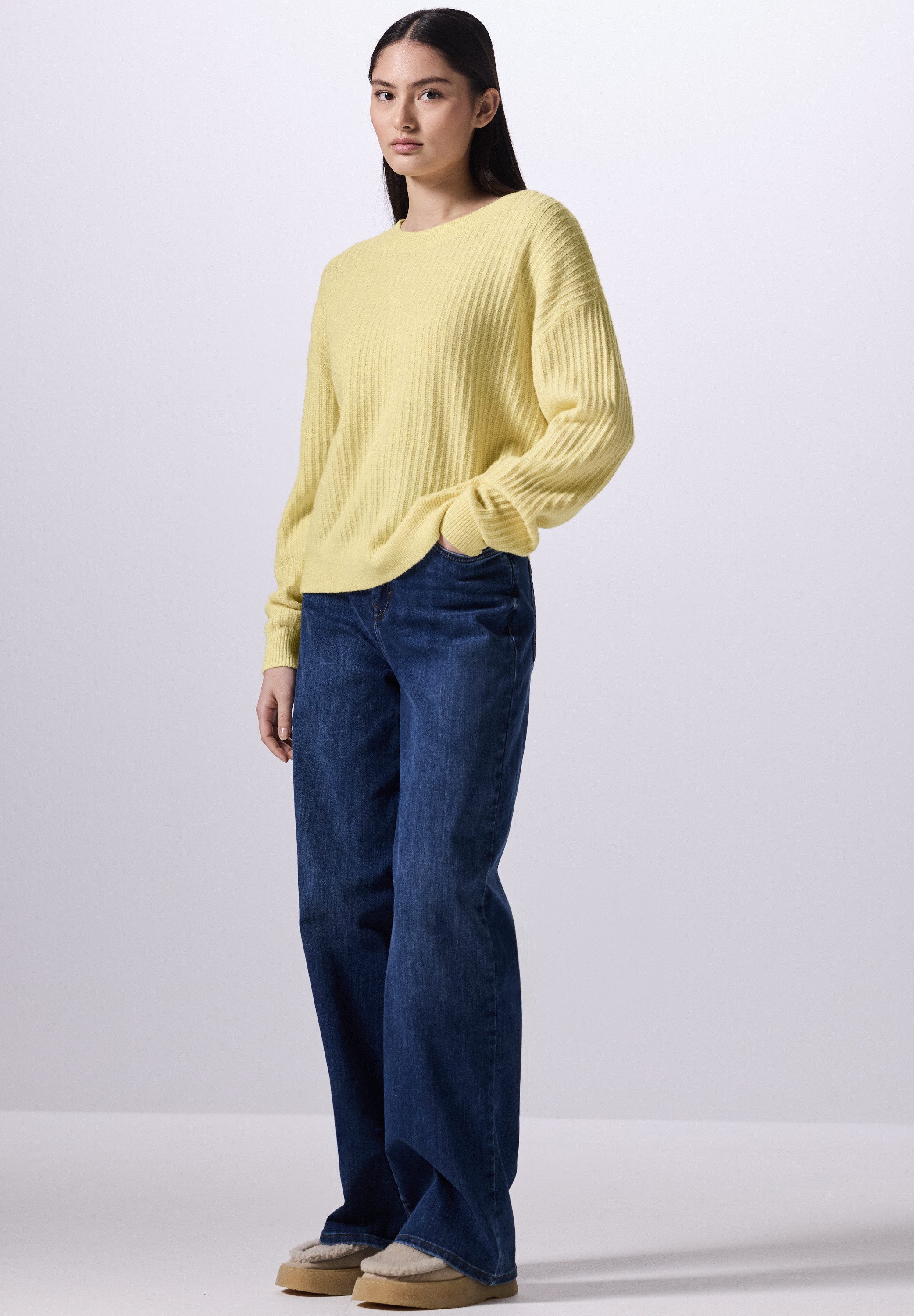 STREET ONE STUDIO Strickpullover aus Baumwolle mit Stretchanteil