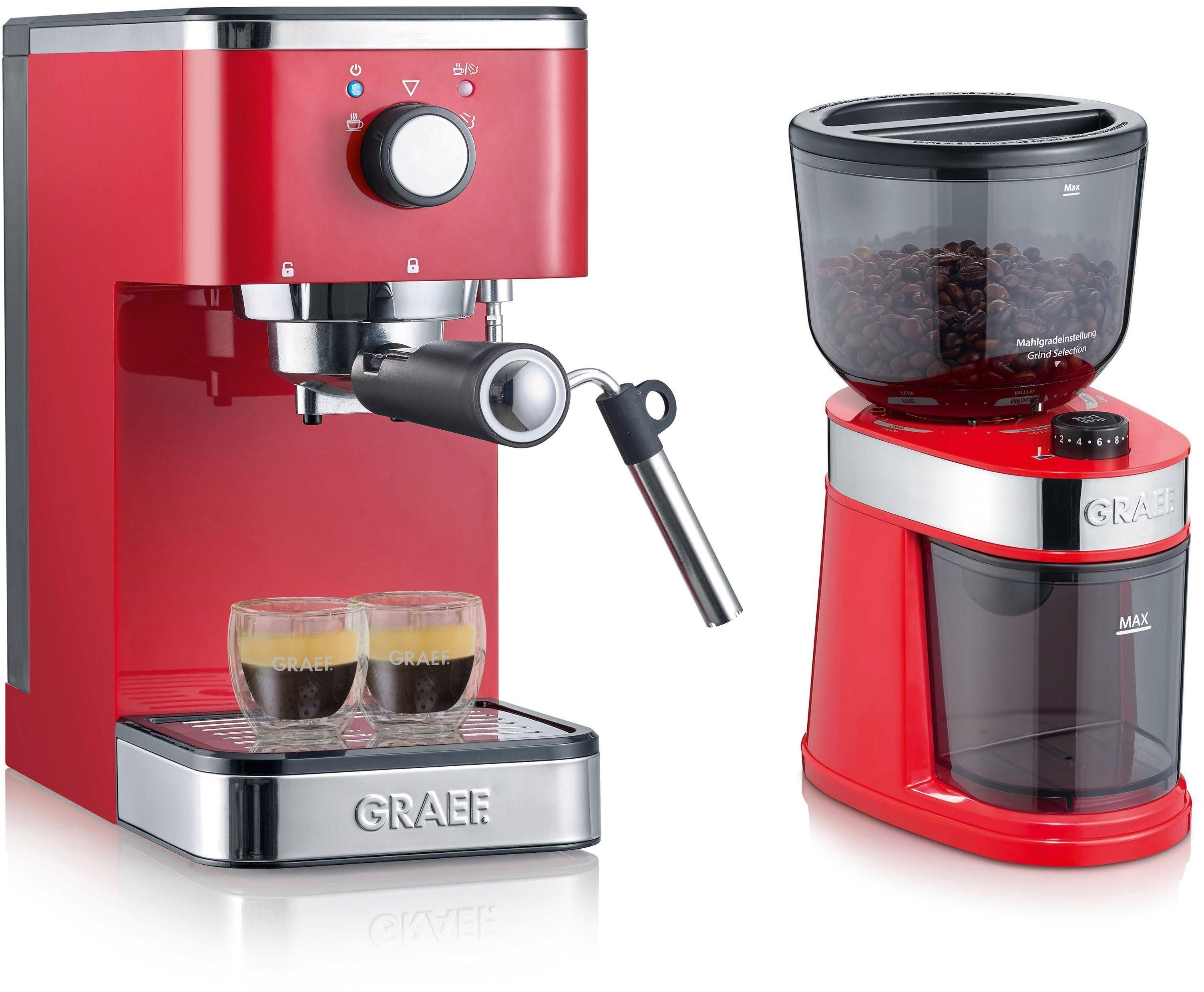 Graef Espressomaschine „Salita Set“, inkl. Kaffeemühle CM 203 (ES403EUSET), rot