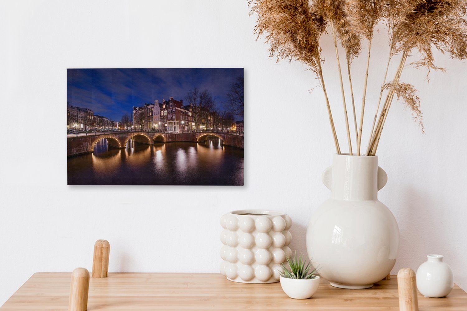 OneMillionCanvasses® Leinwandbild Amsterdams Keizersgracht Wanddeko, Nacht, Leinwandbilder, cm Aufhängefertig, St), bei 30x20 Wandbild (1