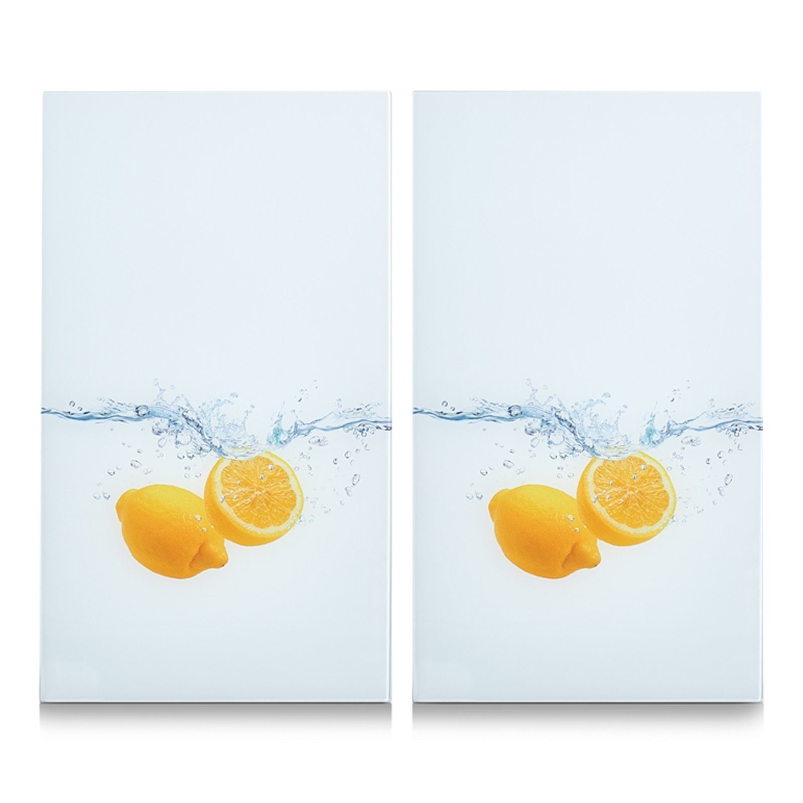 Glas (Stück, Splash, 2-tlg., und Glas, Lemon Abdeckplatte Set tlg) Schneide- Neuetischkultur 2 Herdabdeckplatten