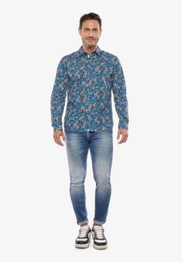 Le Temps Des Cerises Langarmhemd CHEMISE HOMME GRIBA (MANCHE LONGUE) /SHIRT MAN GRIBA (LONG SLEEVE) Mit floraler Musterung