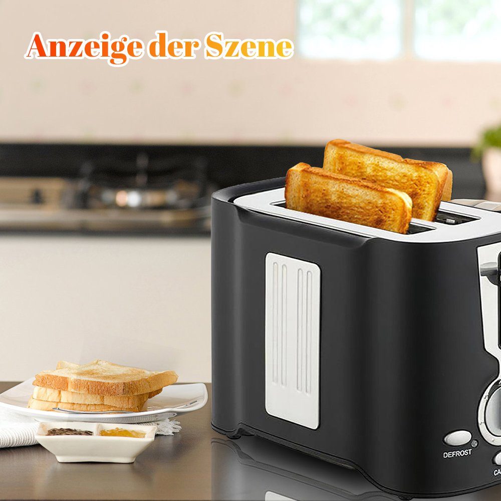 850,00 Schwarz 2 Toaster kurze Fahrer, W, Toast, Schlitze, für MDHAND Frühstückstoast Gebackener