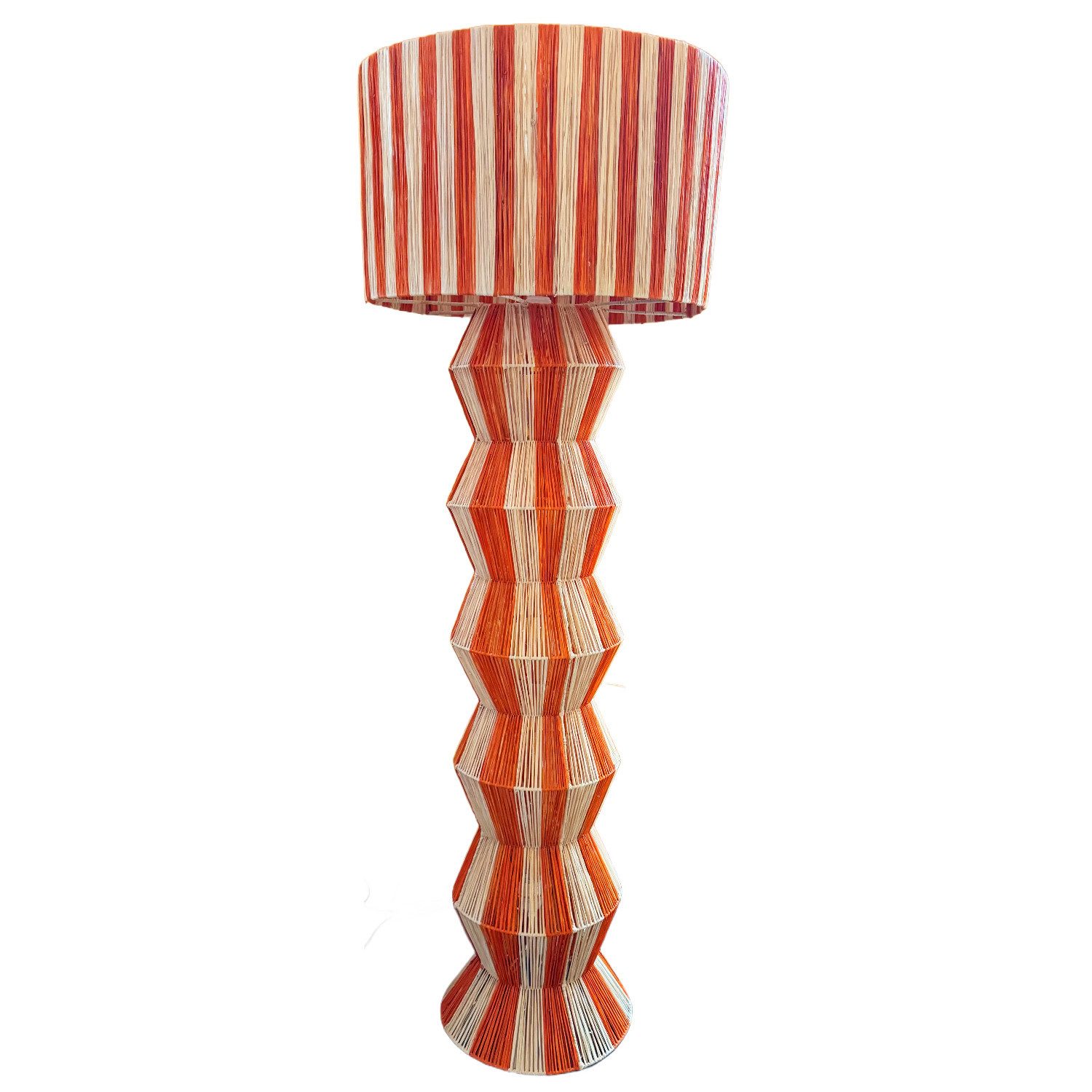 Marrakesch Orient & Mediterran Interior Stehlampe Boho Deko Stehlampe Lampe Standleuchte Tulum Beige Orange 160cm, 2x E27, Handarbeit