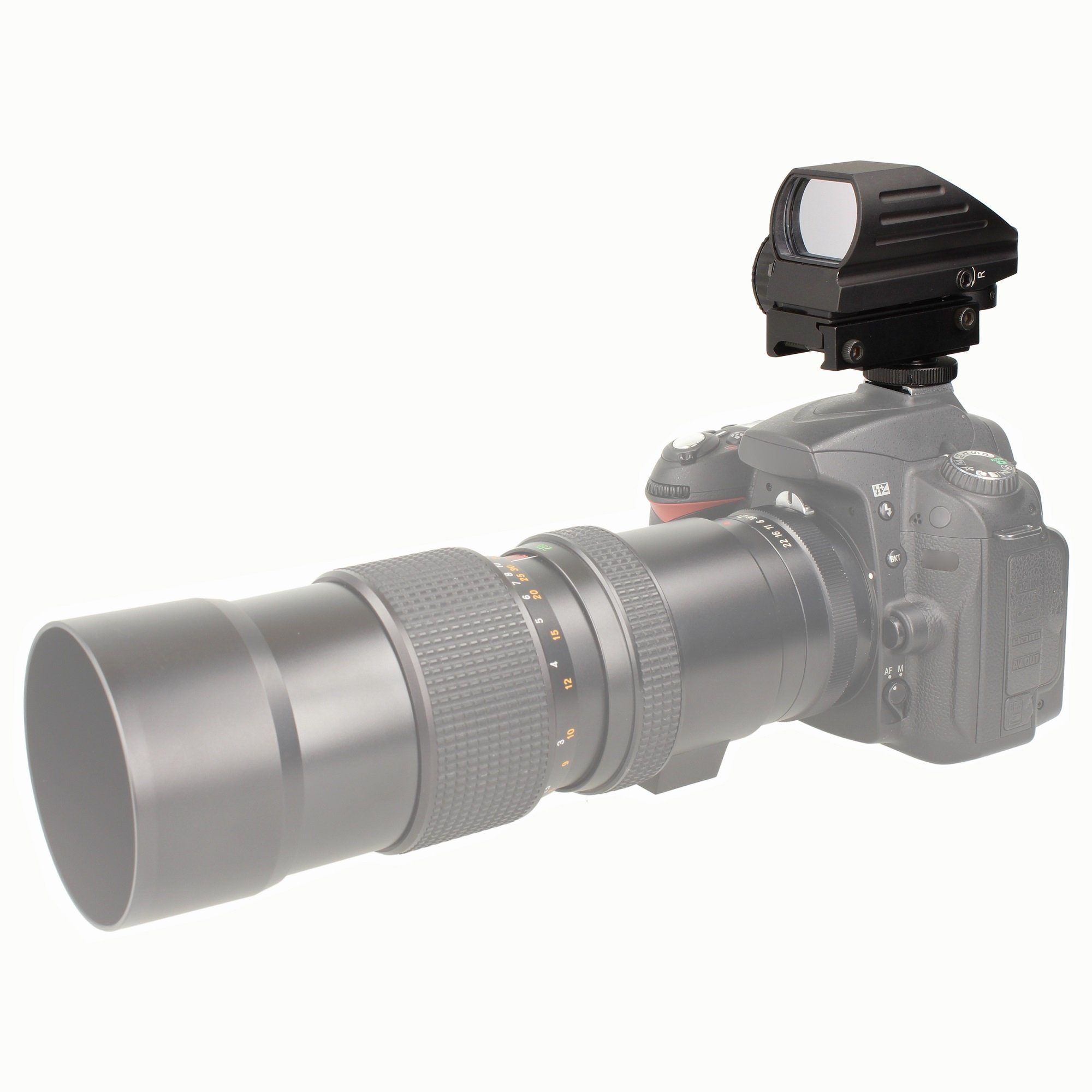 Minadax Aufstecksucher Red Dot Punkt Visier für große Kameras + Adapter, Tierfotografie