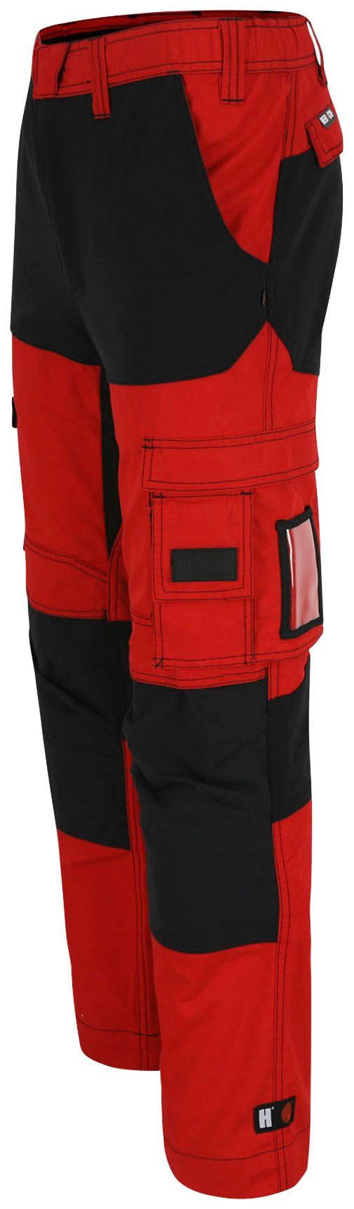 Herock verstärkte 4-Wege-Stretch, Hector Arbeitshose Knietaschen rot/schwarz Knopf, verdeckter Hoses Multi-Pocket,