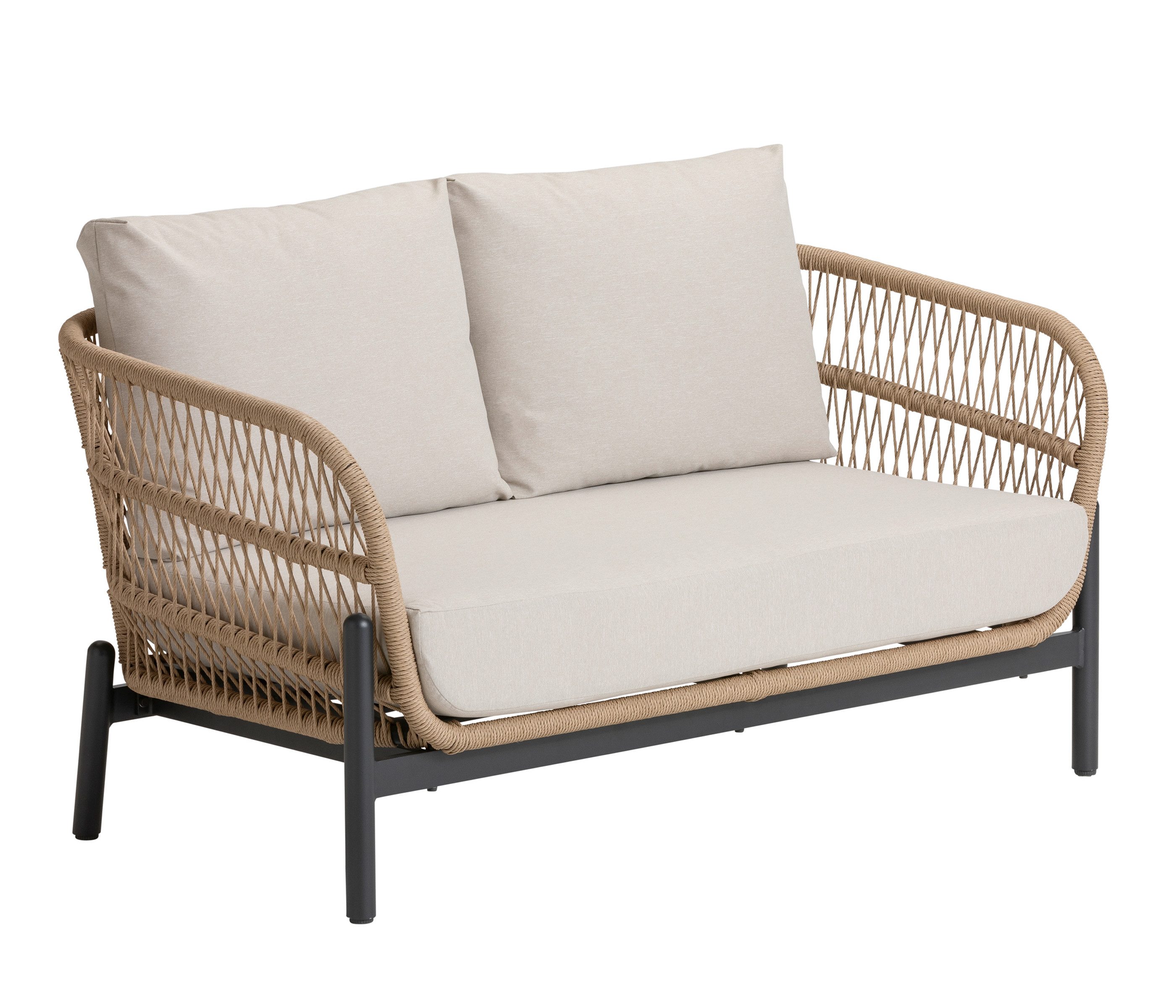 Dehner Gartenlounge-Set Lounge-Sofa St-Etienne, 2-Sitzer Sofa inkl. Polster, 146 x 75 x 80 cm, modernes, hochwertiges Outdoor-Sofa mit wasserabweisendem Bezug