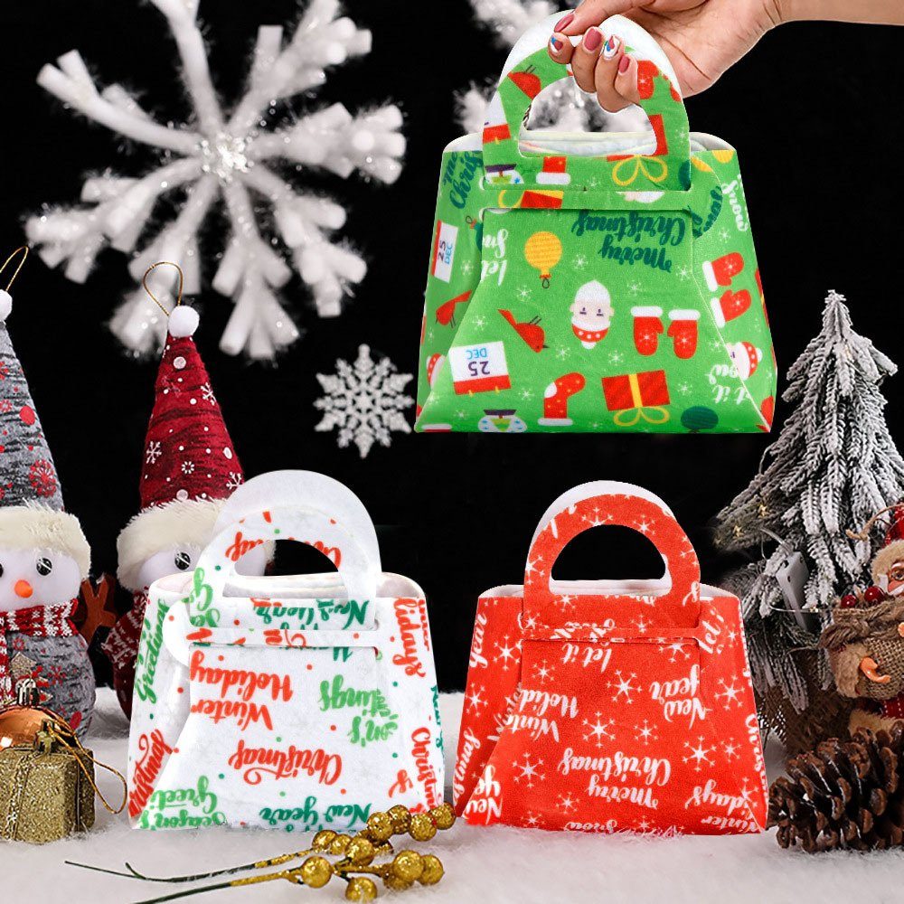 red Muster Weihnachts-Filz-Geschenk-Falttasche, Bedruckt Christbaumschmuck background Blusmart Personalisiertes