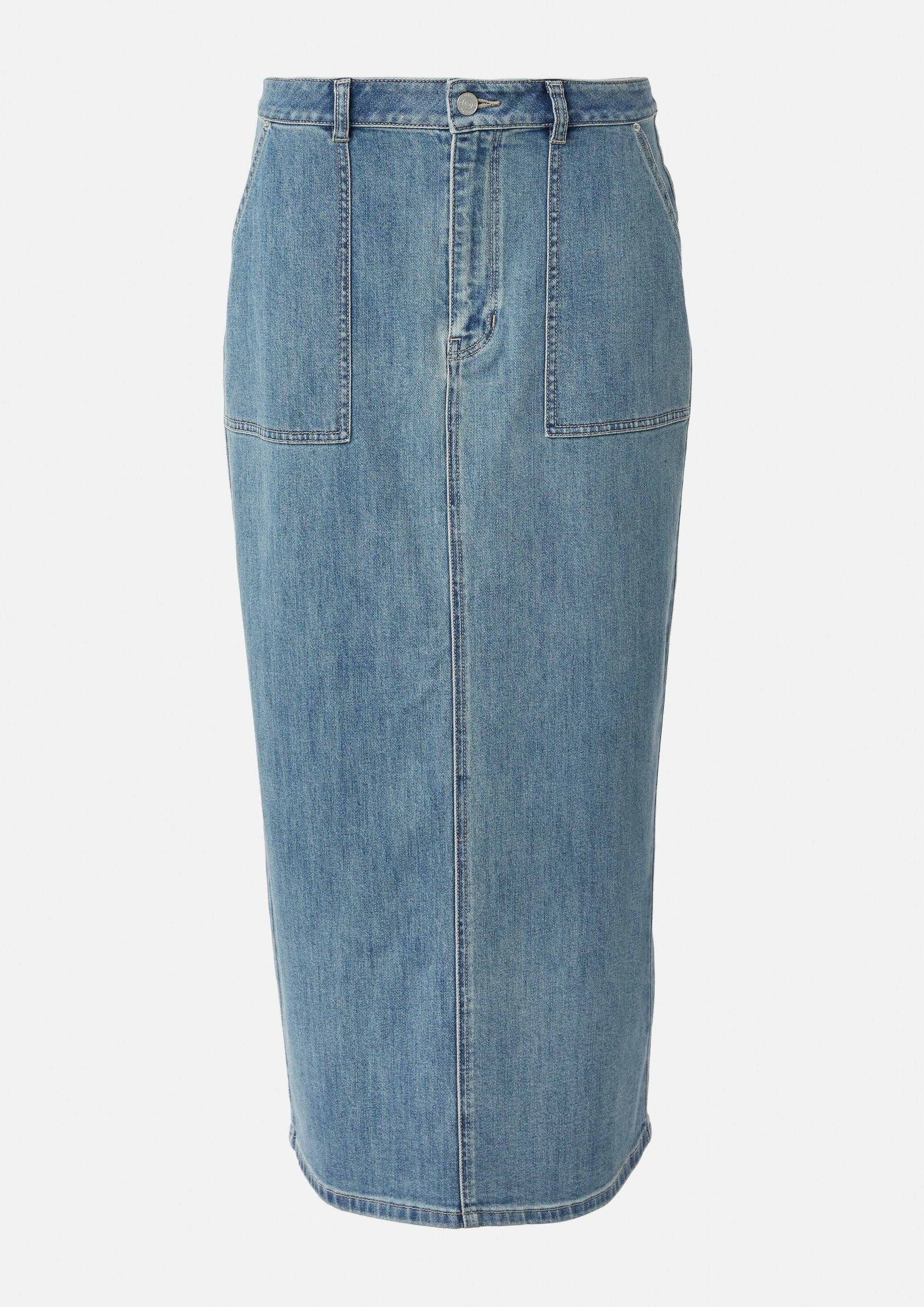 comma Rock Langer Denimrock mit Gehschlitz