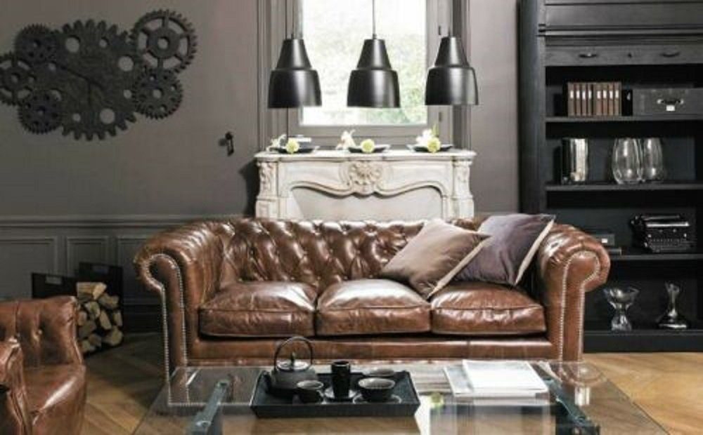 JVmoebel Sofa Design Chesterfield Sofa Couch Leder 3Sitzer