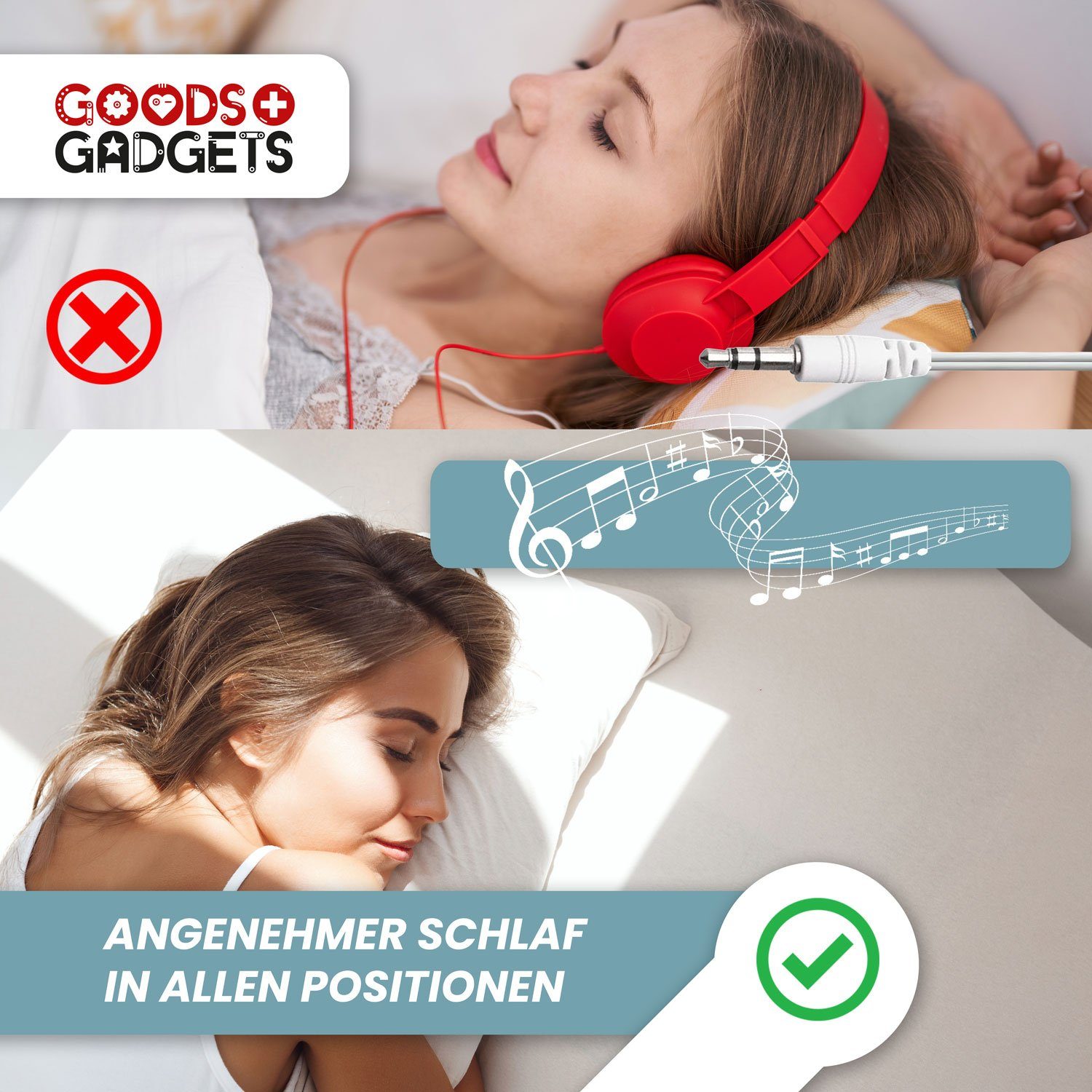 Goods+Gadgets (Kissen-Boxen) Lautsprecher Duo Kopfkissen HiFi-Kopfhörer