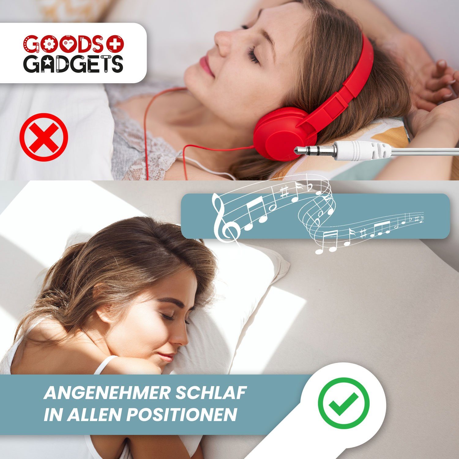 Goods+Gadgets Duo Kopfkissen Lautsprecher HiFi-Kopfhörer (Kissen-Boxen)