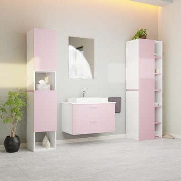 GARLIVO Badezimmer-Set Badezimmerschrank GLC1, hängend, stehend, Rose, Hochschrank, Breite 50cm