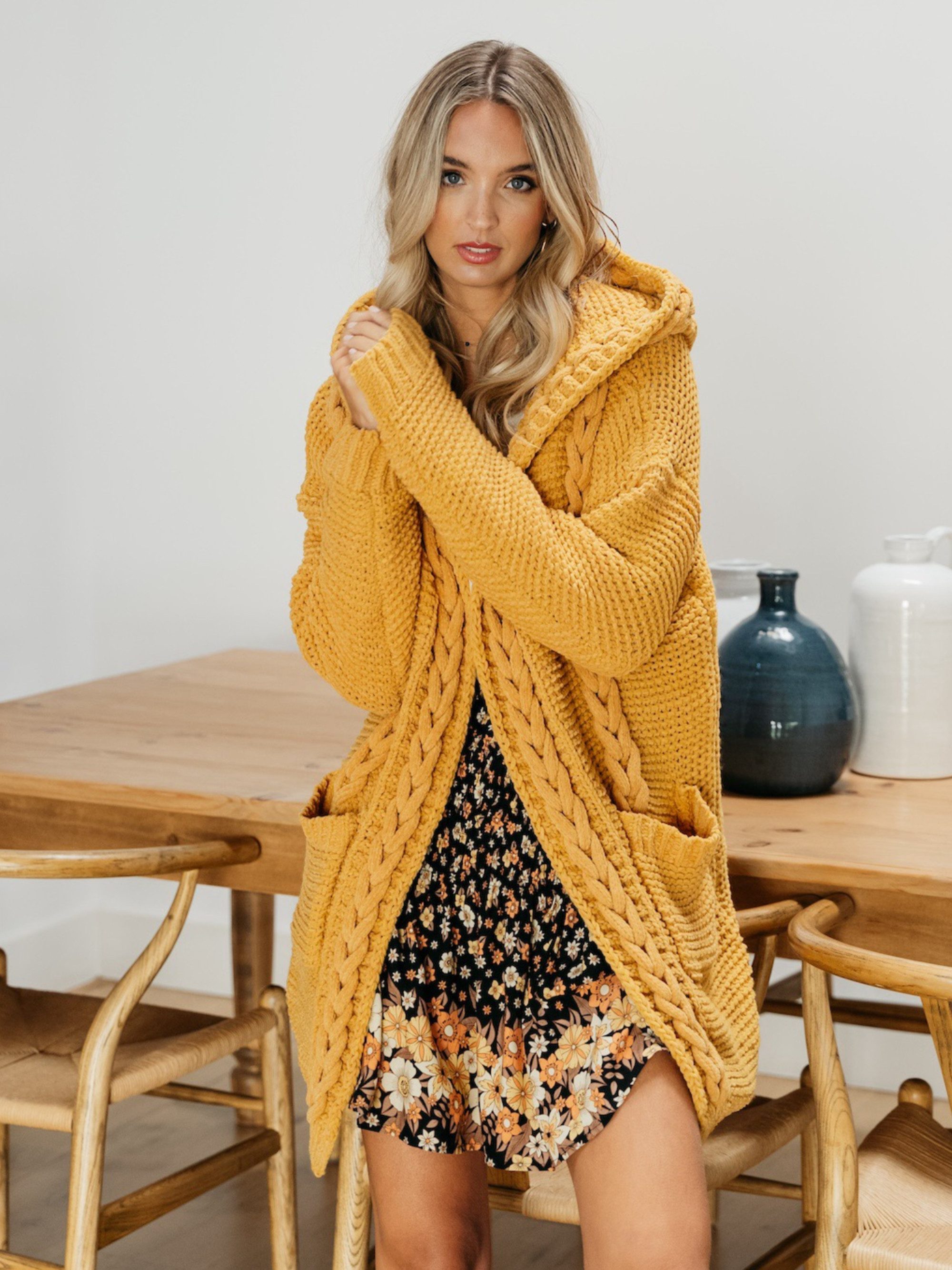 Jaase Kapuzenstrickjacke "SLOW SUNDAY" (1-tlg) NEU, weiche Strickjacke, grobes Strickmuster