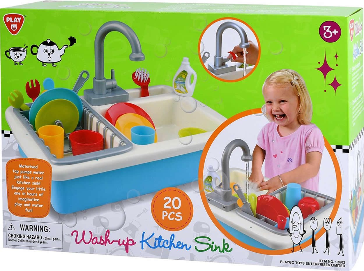 Play Kinder-Geschirrspüler Spülbecken 20-tlg. Kinder Küchenspüle günstig online kaufen