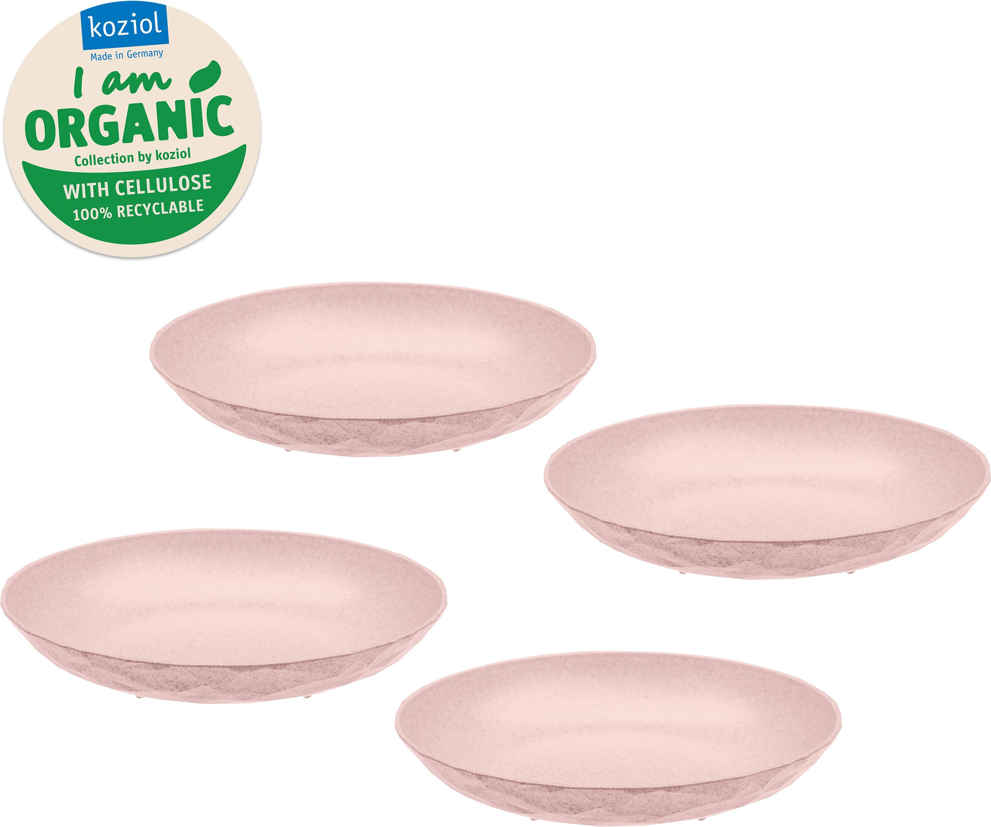 KOZIOL Suppenteller CLUB PLATE, (4 St), 100% recycelbar,CO2 neutrale Produktion, Kunststoff, Ø 22 cm rosa | Suppenteller