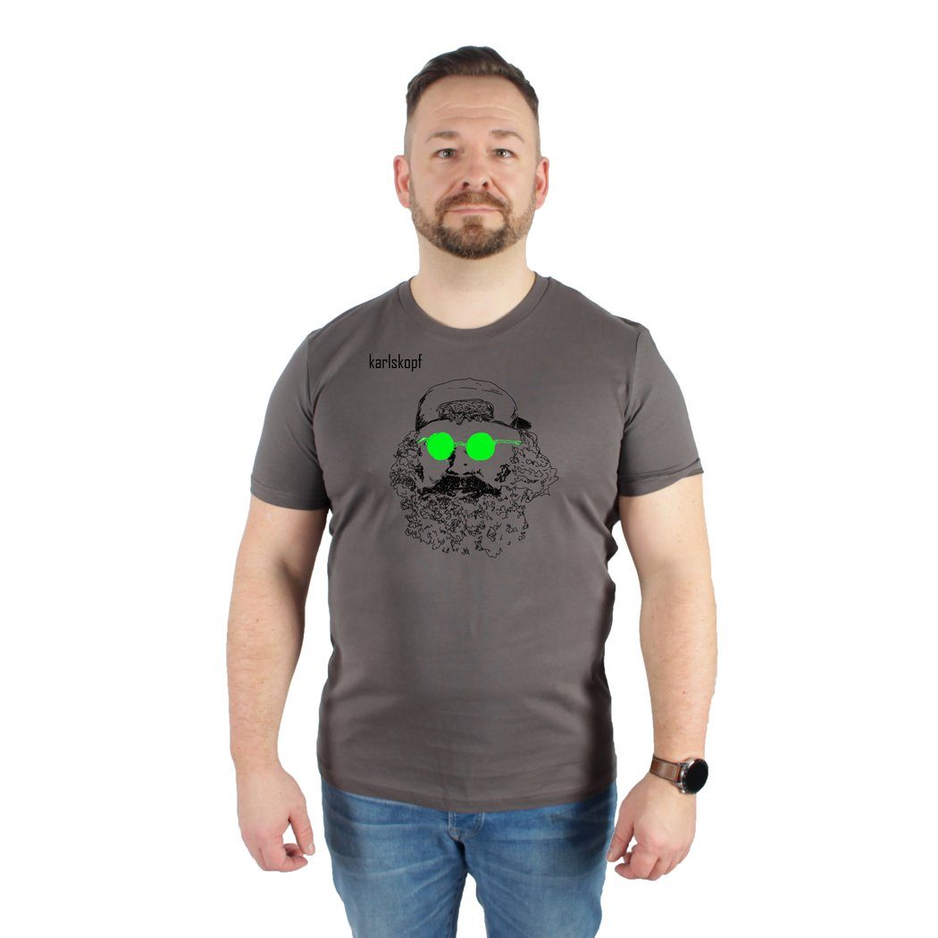 karlskopf Print-Shirt SKATER aus 100% Bio-Baumwolle Bedruckt in Deutschland, Hohe Farbbrillianz, Hohe Waschbeständigkeit Anthrazit