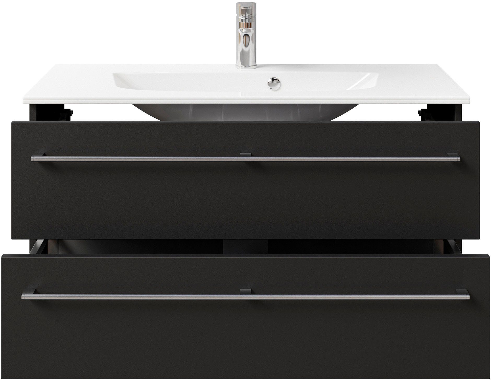 Saphir Waschtisch Serie 6025 Mineralmarmor-Waschtisch mit Unterschrank, 97 cm breit (2-St), Waschplatz mit 2 Schubladen, hängend, verschiedene Ausführungen