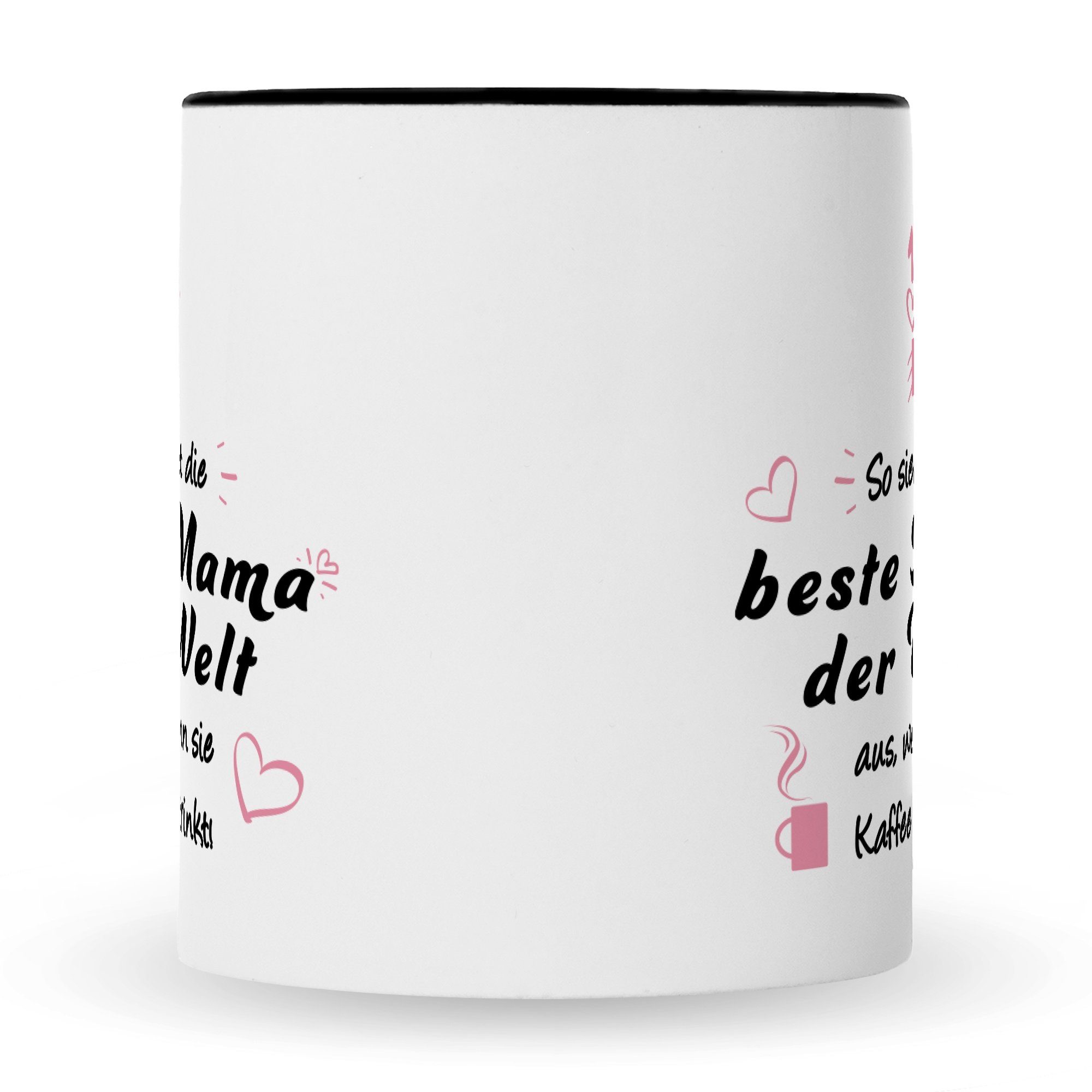 GRAVURZEILE Tasse mit Spruch - So sehen die Beste Mama & Bester Papa der Welt aus, Keramik, Mama V2 - Farbe: Schwarz & Weiß