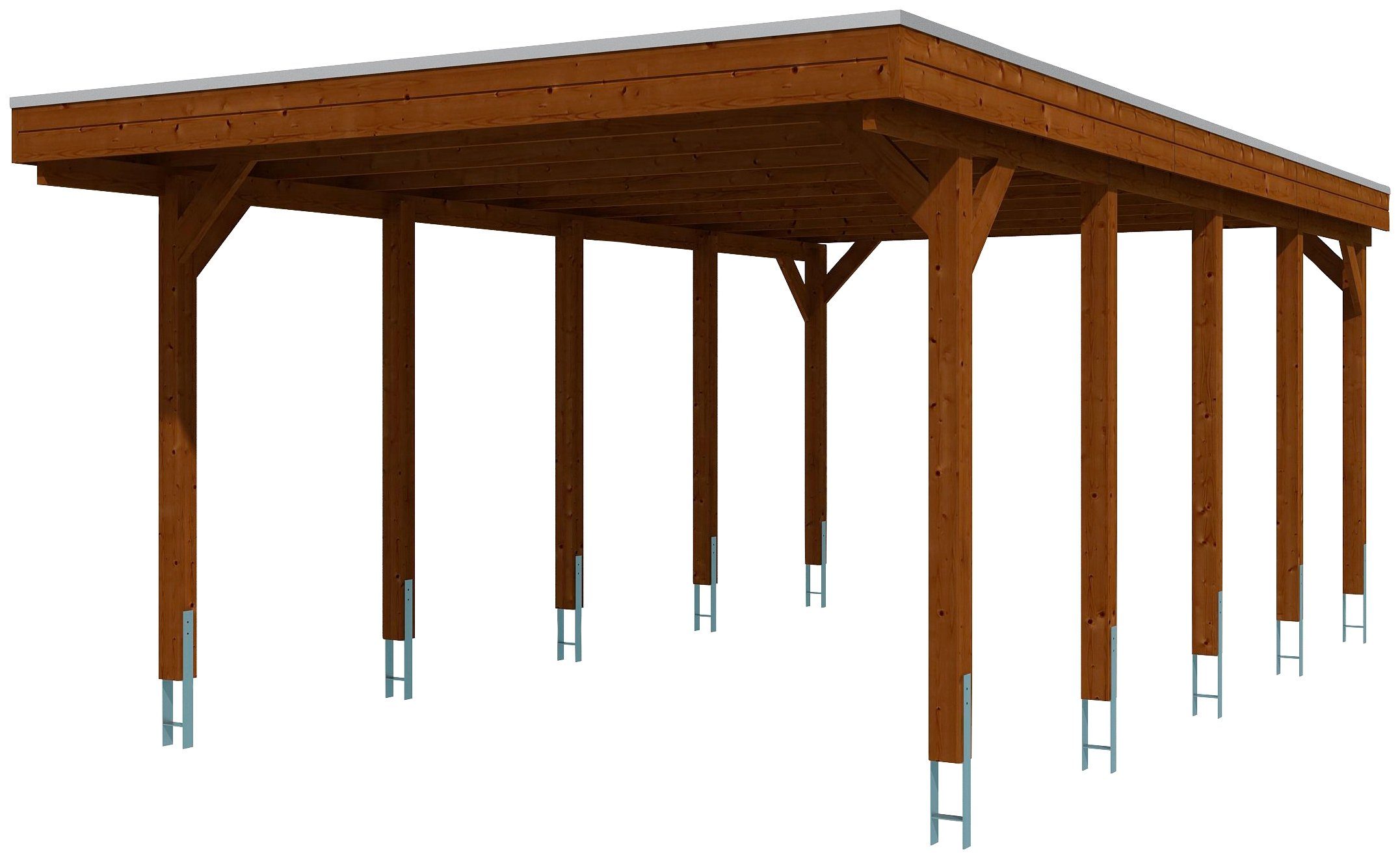 BxT: Skanholz 397x708 mit Flachdach-Carport Einzelcarport 221 Friesland, Einfahrtshöhe, cm, cm Aluminium-Dachplatten