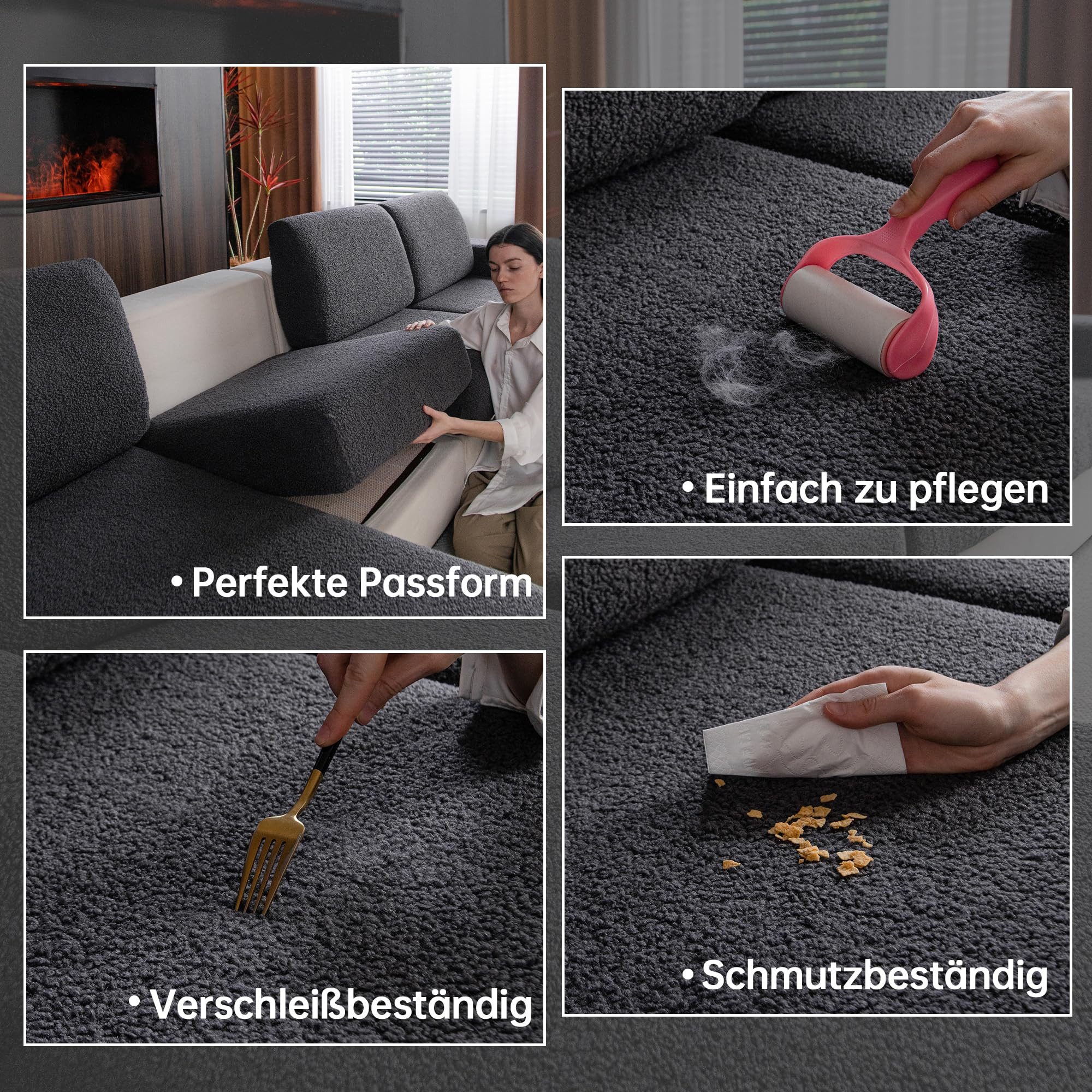 Agger Sofahusse Sofa Überzug – Hoch Elastischer, Rutschfester Sitzkissenbezug, Waschbarer, Haustierfreundlicher Sofabezug für Couch