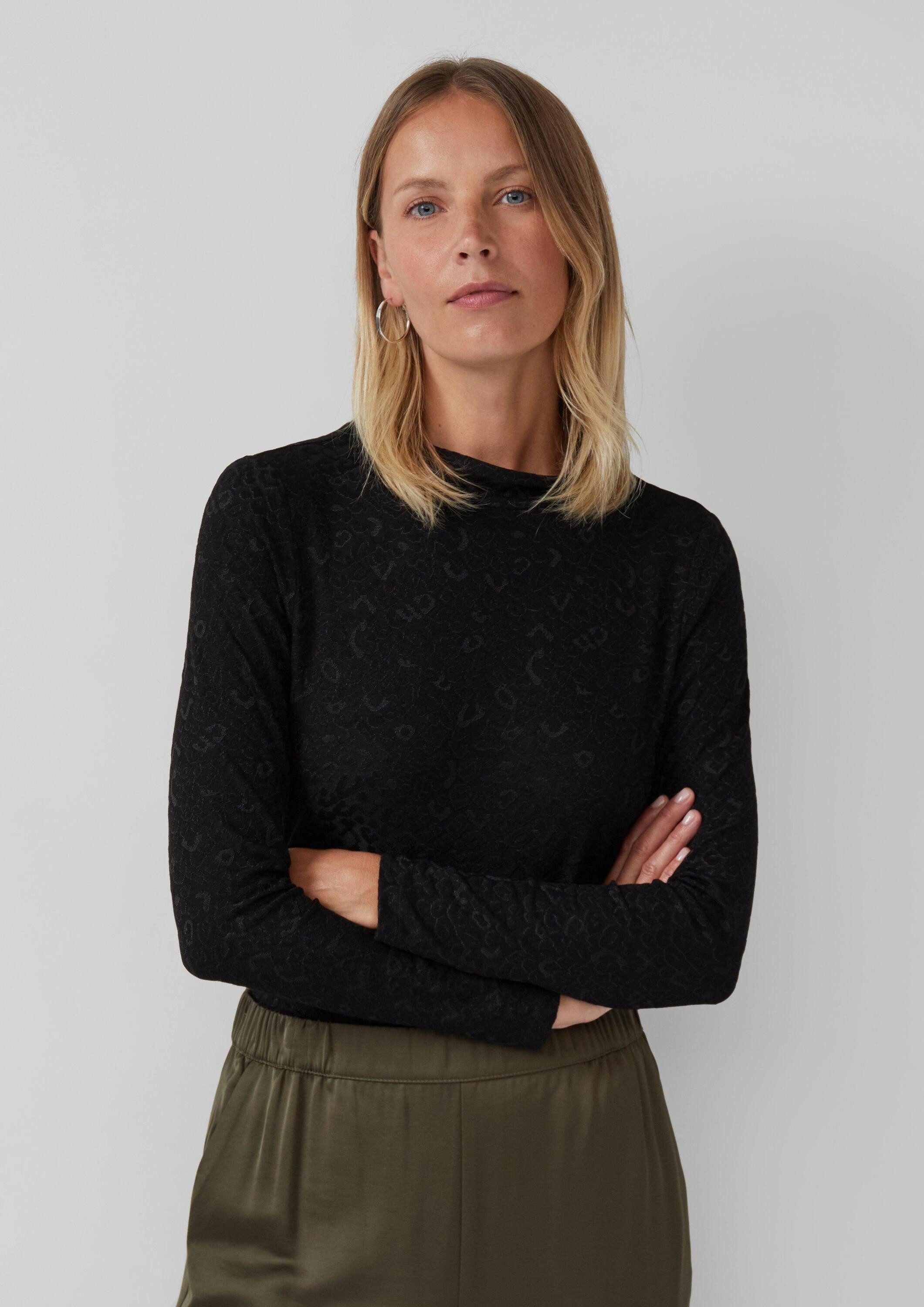 s.Oliver Langarmshirt T-Shirt Leicht glänzendes Jacquard-Shirt günstig online kaufen