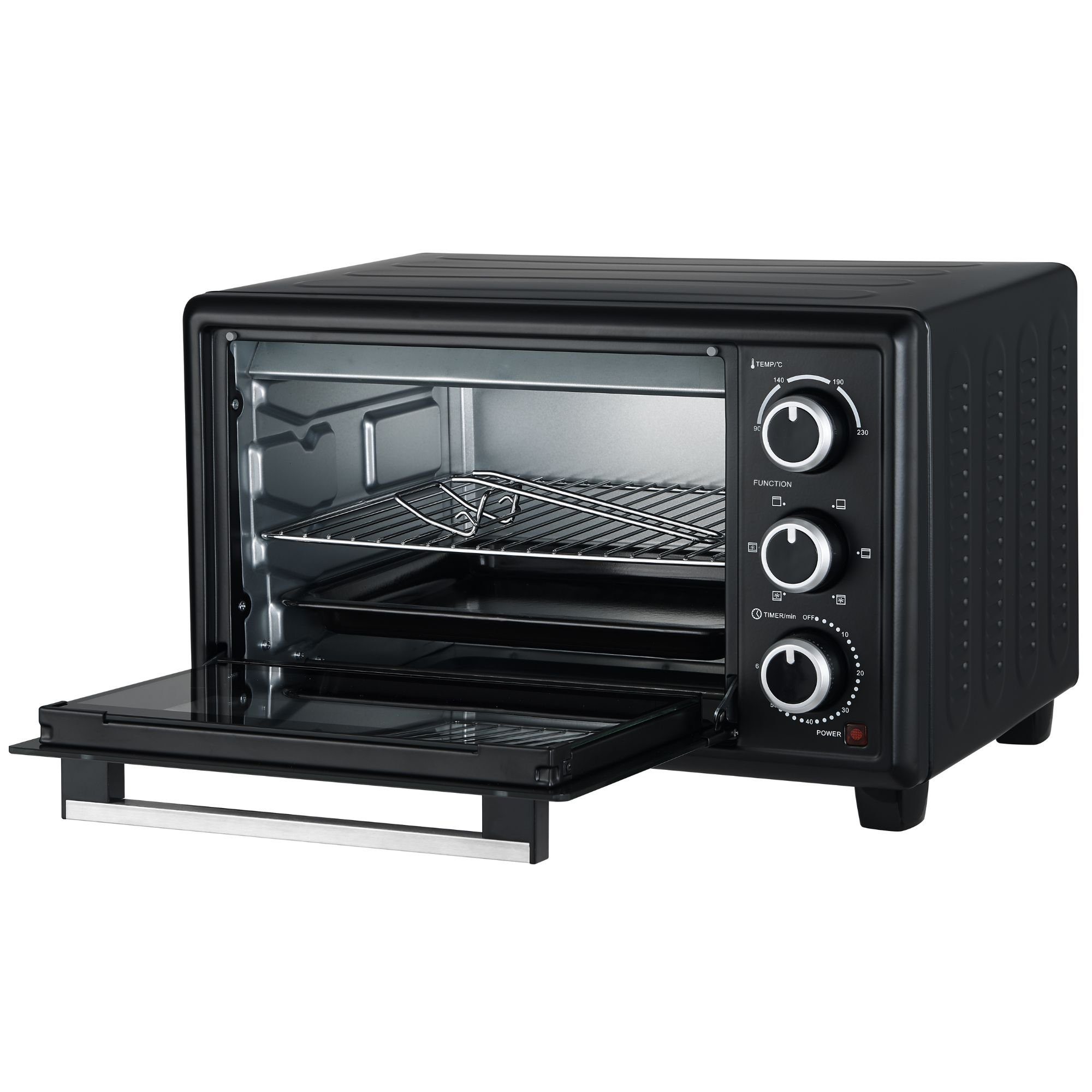 optimumX Minibackofen, 20 Liter mit Umluft, 1380W, 6 Kochfunktionen, 60 min, 90-230°C