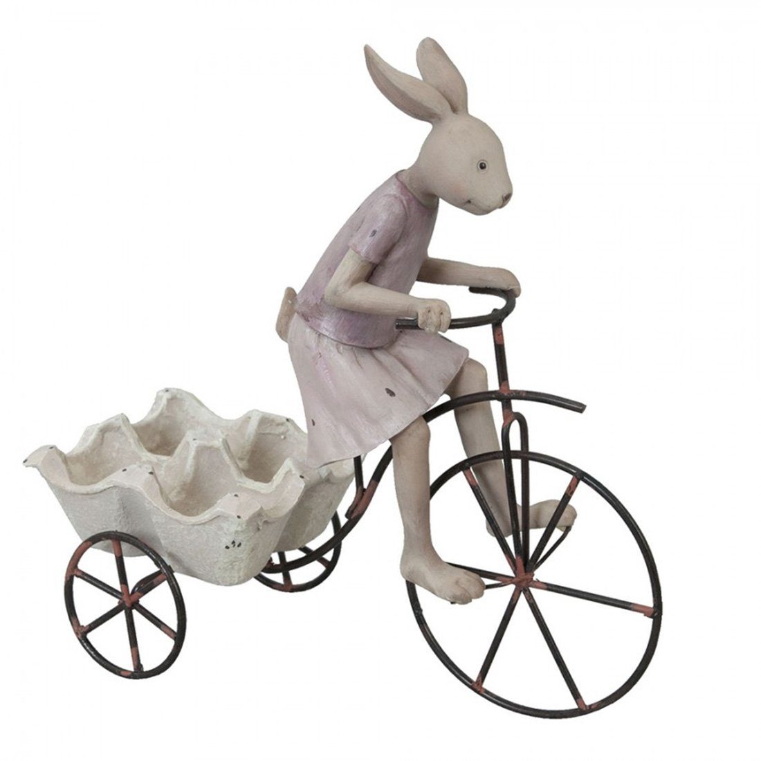 Dekofigur 26x11x24cm & Hase Clayre Eef & Eierhalter auf Clayre Kaninchen Fahrrad mit Eef