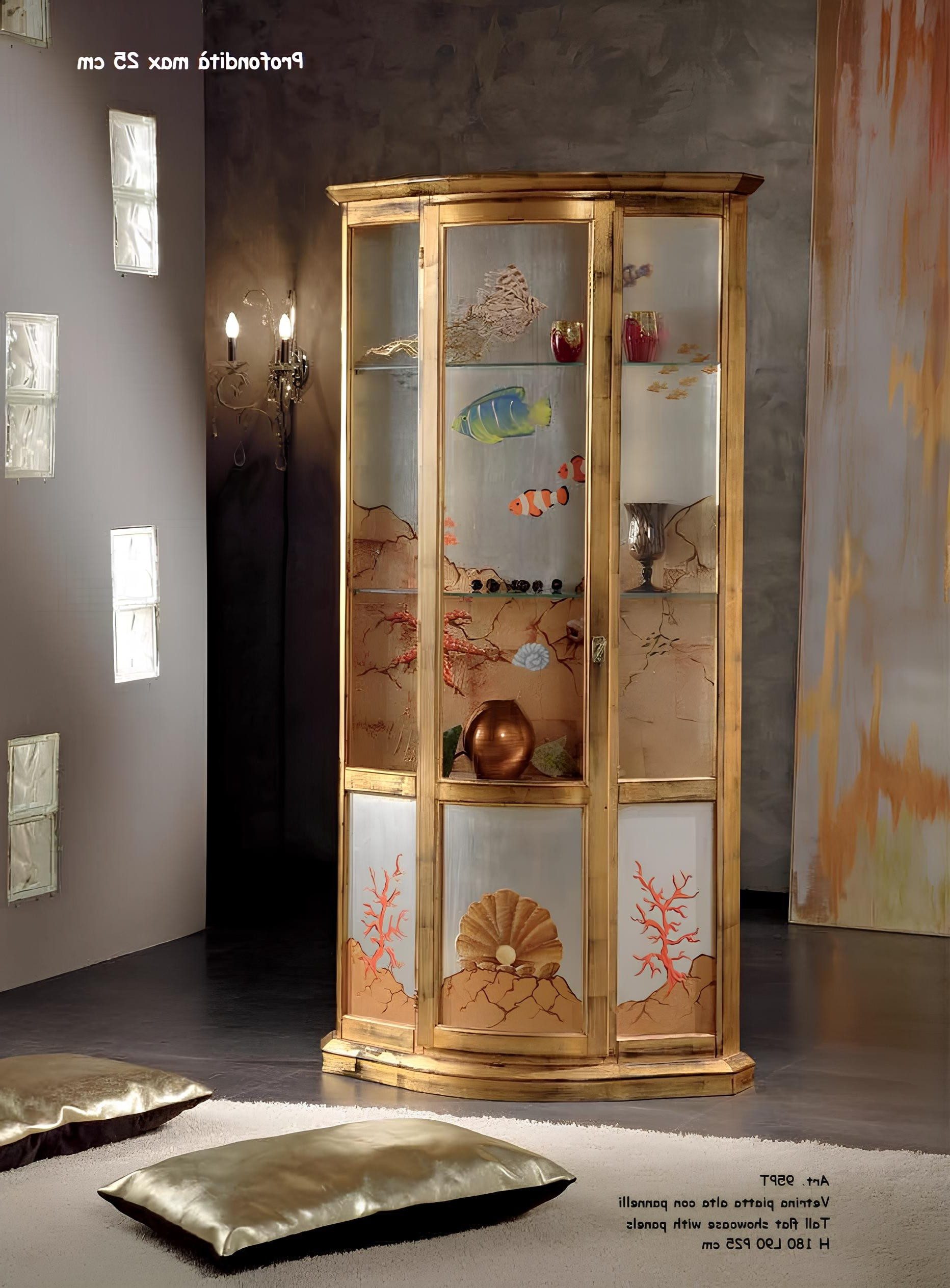 Xlmoebel Vitrine Klassischer Glas Holz Schrank Luxus Möbel Gold Anrichte Italien (1-St., Vitrine) Made in Europa