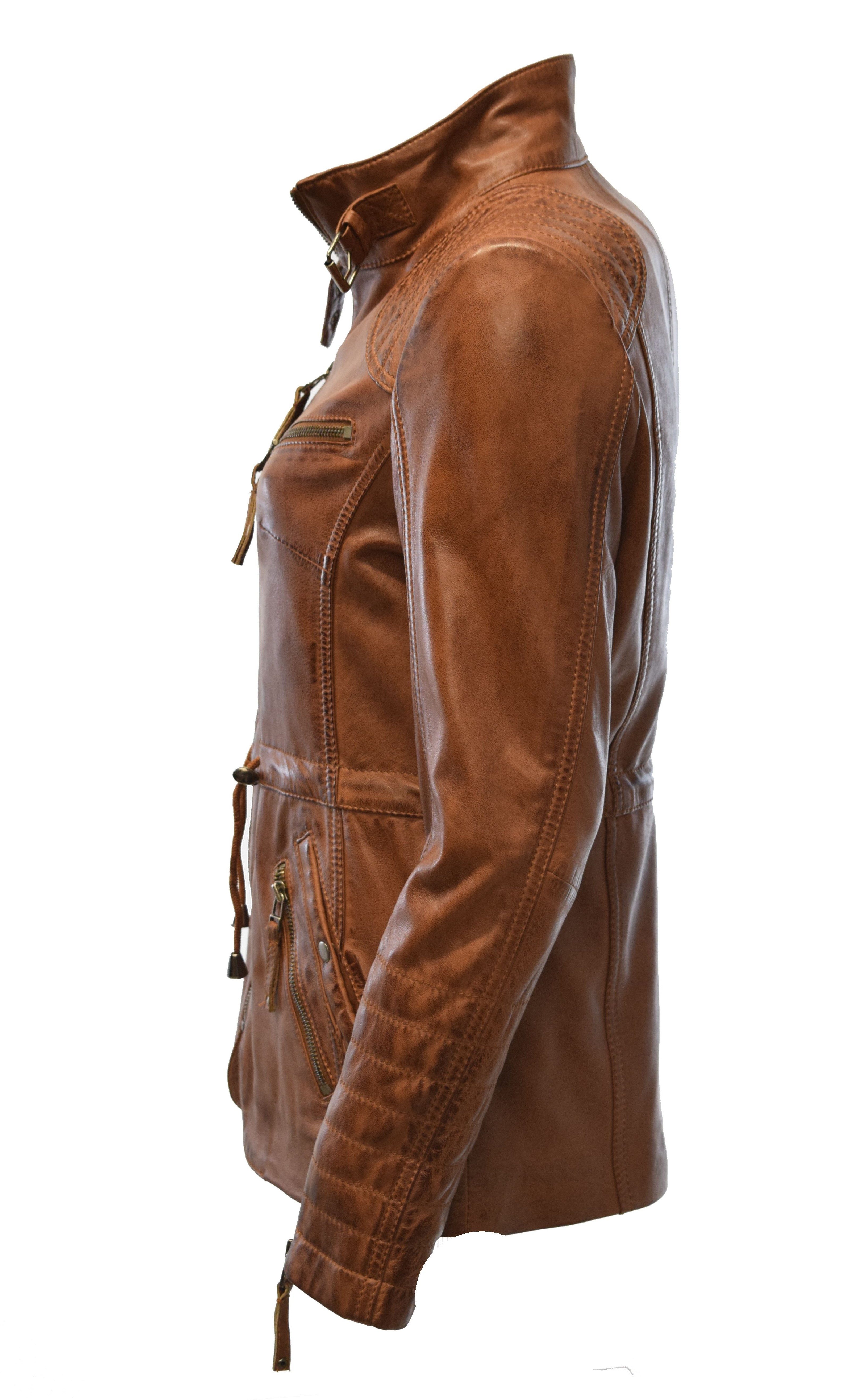 Zimmert Leather Lederjacke Klara weiches Lammnappa, Cognac, Braun, Schwarz günstig online kaufen