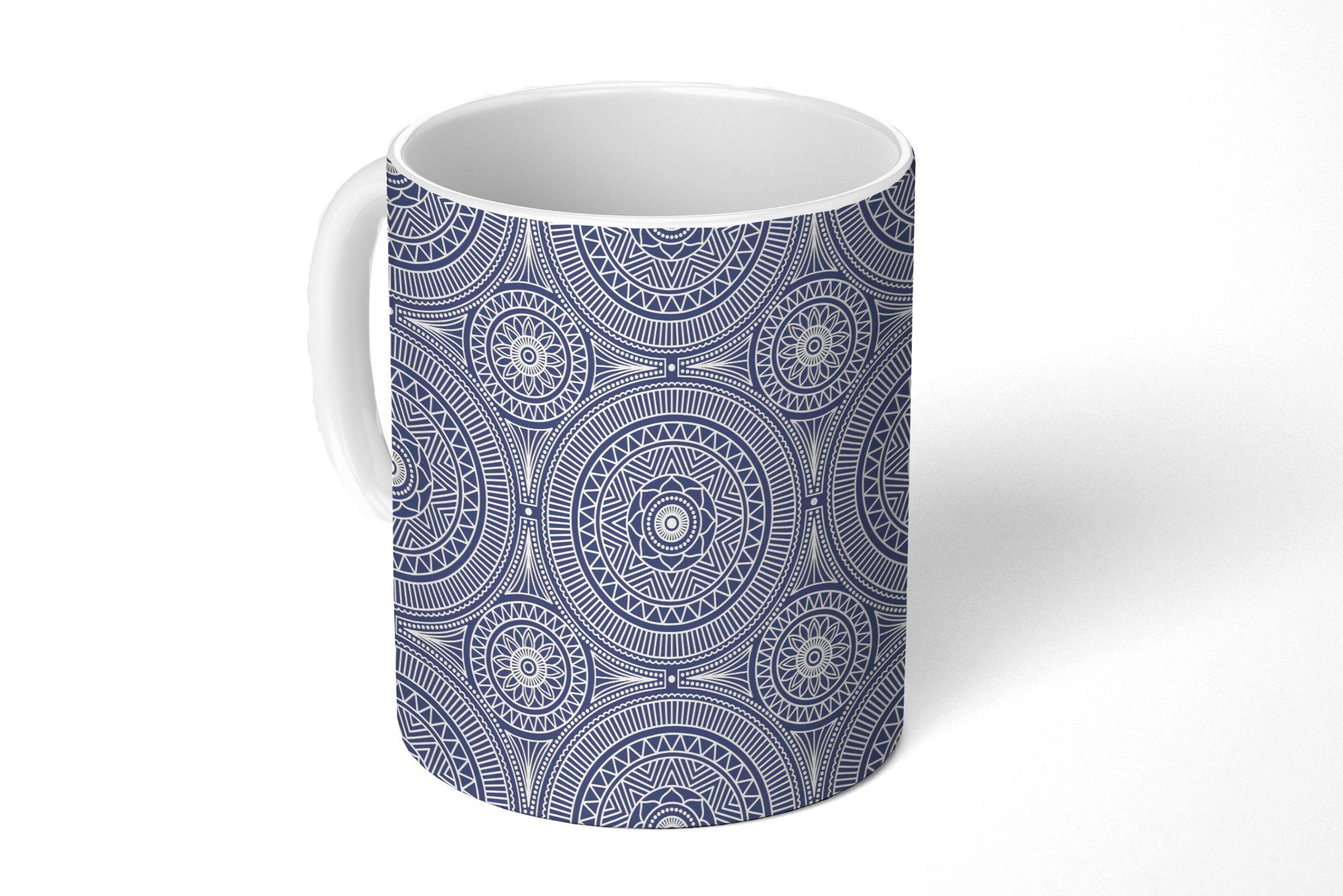 MuchoWow Tasse Mandala - Blau Geschenk Teetasse, - - Abstrakt, Becher, Teetasse, Keramik, Muster Kaffeetassen