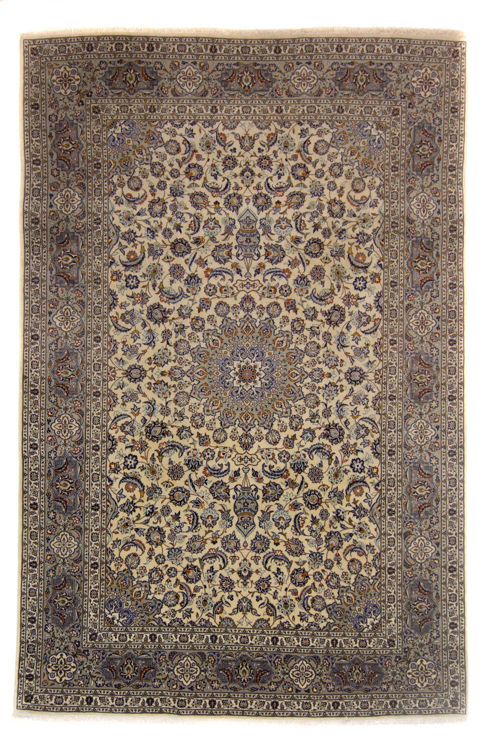 Wollteppich Keshan Medaillon Beige chiaro 340 x 233 cm, morgenland, rechteckig, Höhe: 10 mm, Unikat mit Zertifikat