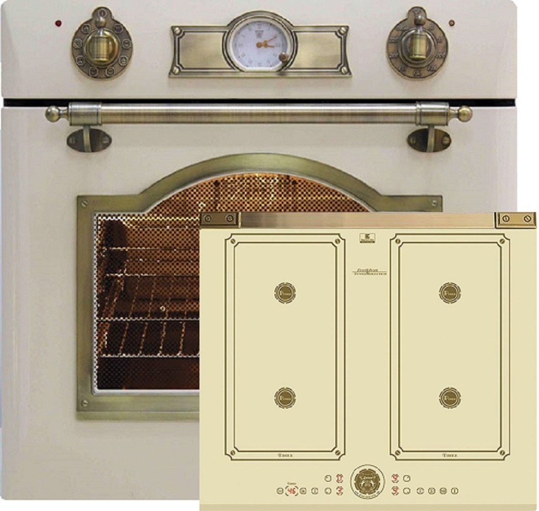 Kaiser Küchengeräte Backofen-Set Herd Set Autark Elektro,Retro, Autark, 60cm, 67L+Induktions-Kochfeld, 60 cm EH 6355 ElfEm+KCT 6745 ElfAD,., mit 1-fach-Teleskopauszug