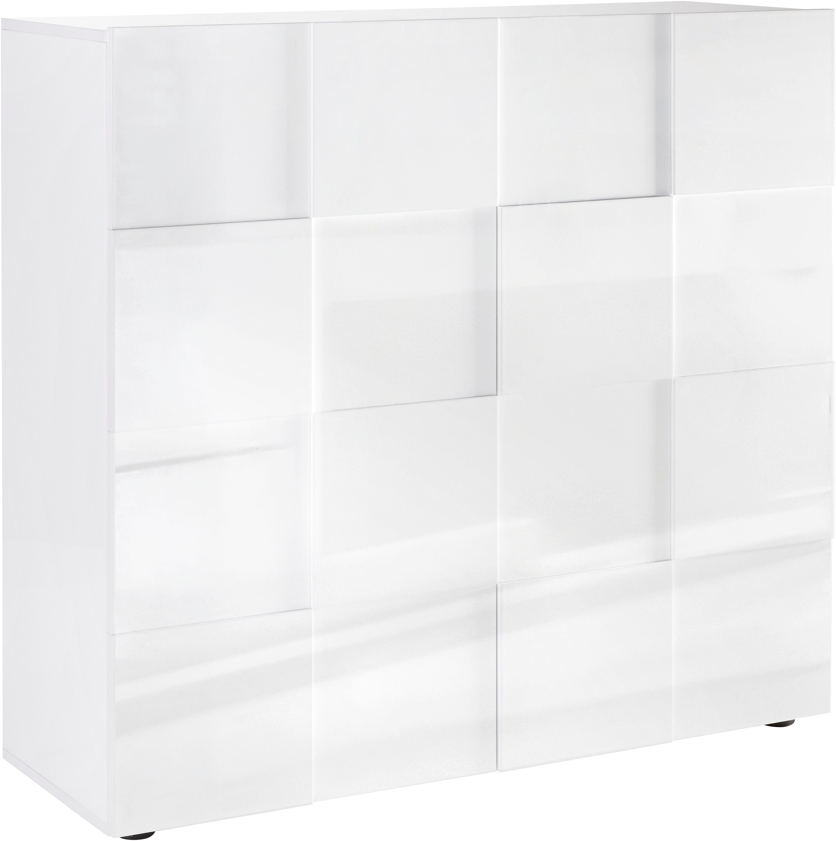 INOSIGN Highboard Dama Höhe 111 cm, Breite 121 cm, Kommode 2 Türen, Hochkommode, Front in 3D-Optik, viel Stauraum, verschiedene Farben