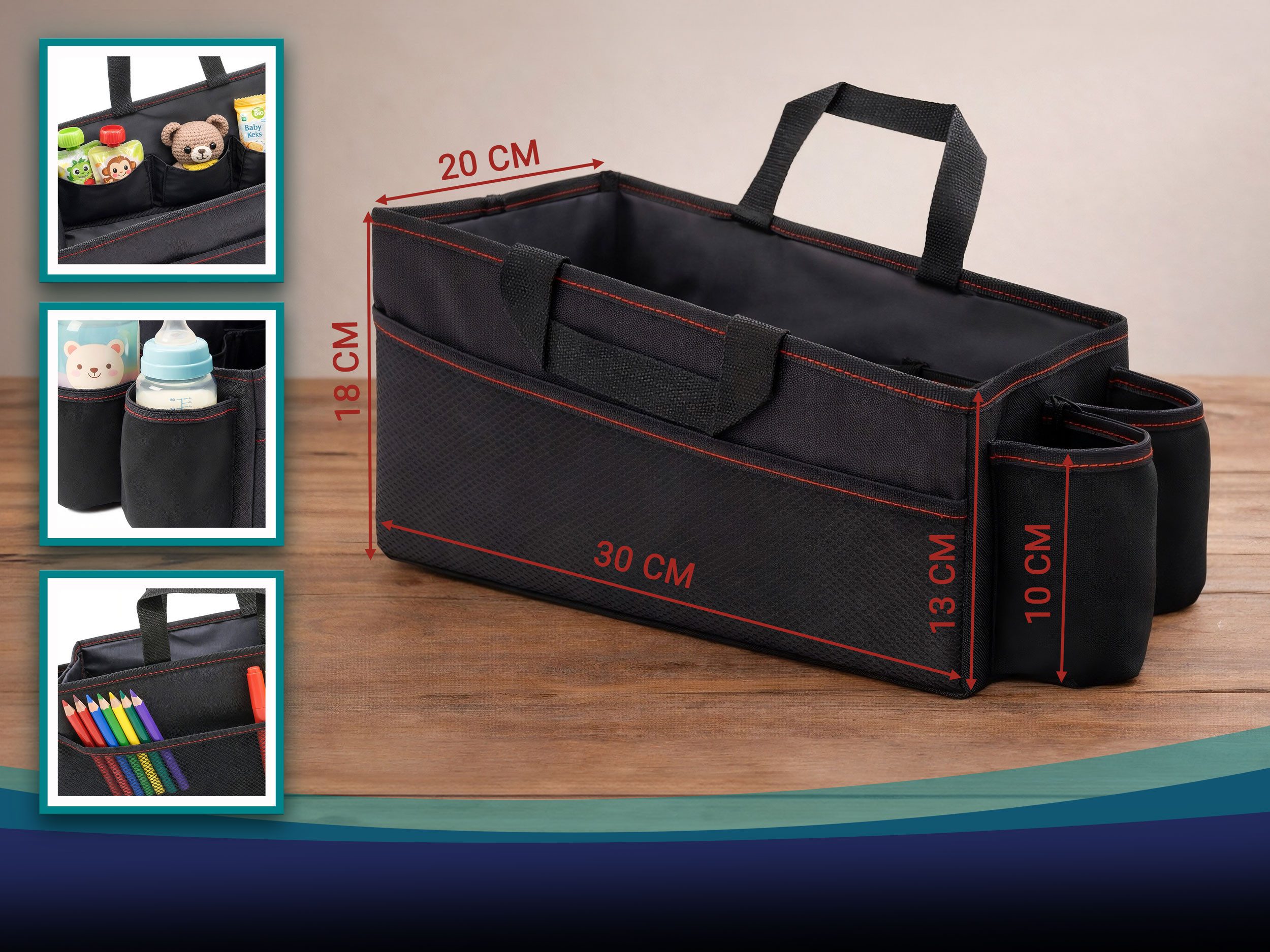 ZOLLNER24 Auto-Rückenlehnentasche (1-tlg), 100% Polyester mit PVC-Beschichtung