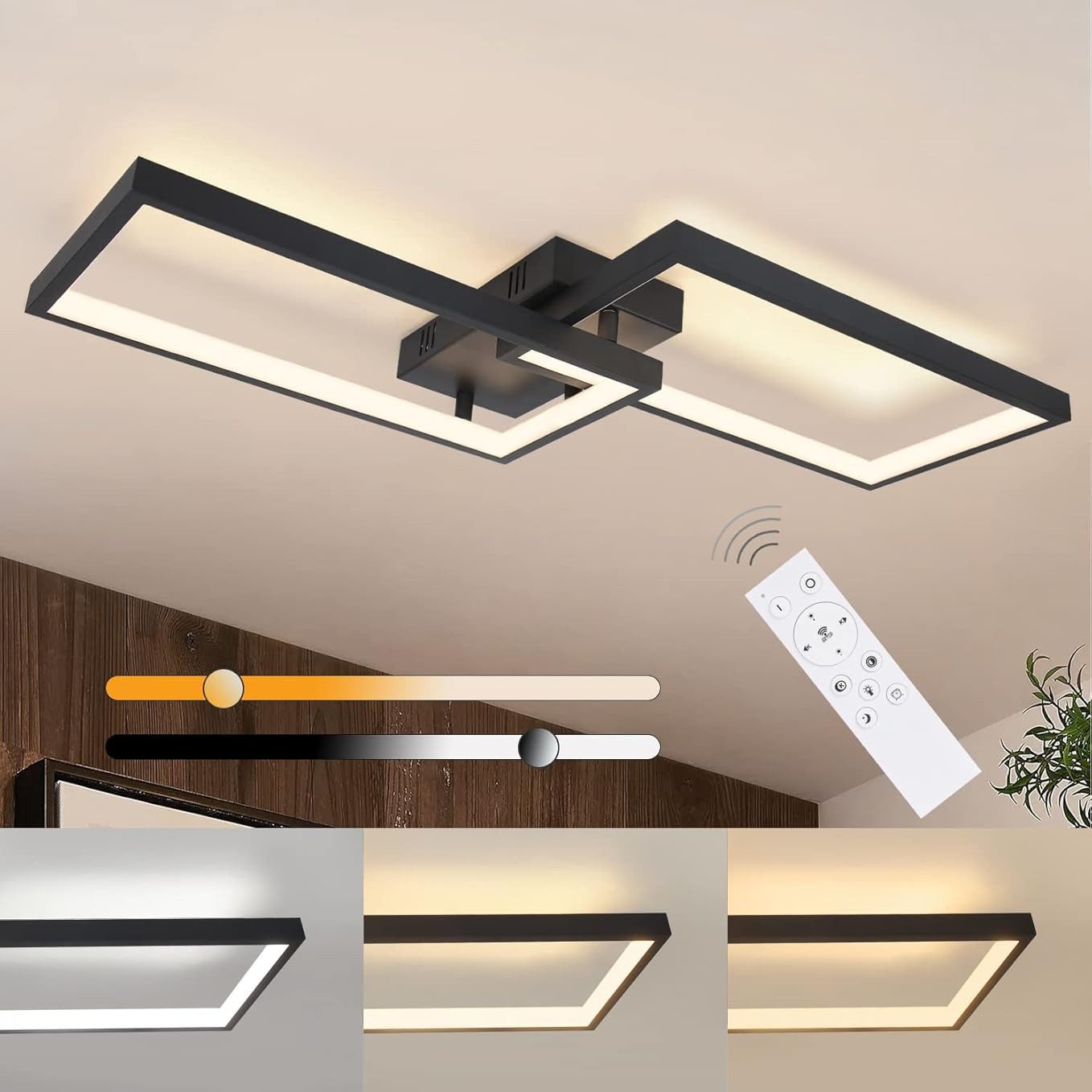 Nettlife LED Deckenleuchte Schwarz Deckenlampe 40W aus Metall Modern, Dimmb günstig online kaufen