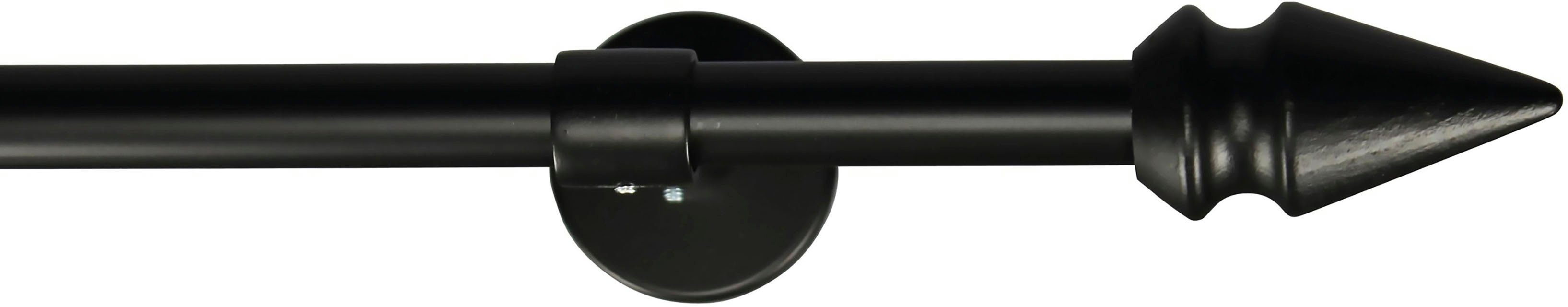 GARESA Gardinenstange SPYRNA, Ø 16 mm, 1-läufig, Wunschmaßlänge, mit Bohren, verschraubt, Holzwerkstoff, Metall, Vorhanggarnitur, verlängerbar, Spitze, ohne Ringe