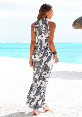 LASCANA Maxikleid mit verstellbarem Ausschnitt im Alloverdruck, Sommerkleid, Strandkleid