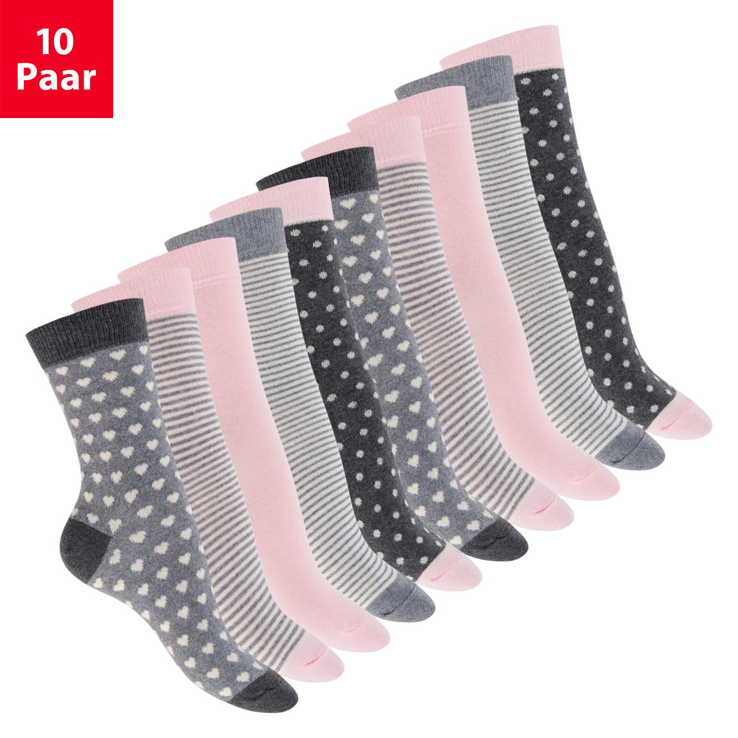 celodoro Basicsocken Süße Damen Eco Socken mit Motiv (10 Paar) Regenerative Baumwolle