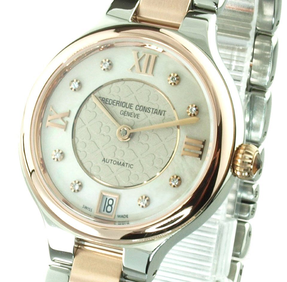 Automatikuhr Frederique Karat FC-306WHD3ER2B Wesselton Cut, Delight Automatik Damen Stück 8 0,04 VS, Made Diamantbesatz Diamonds, Swiss Uhr Constant Full