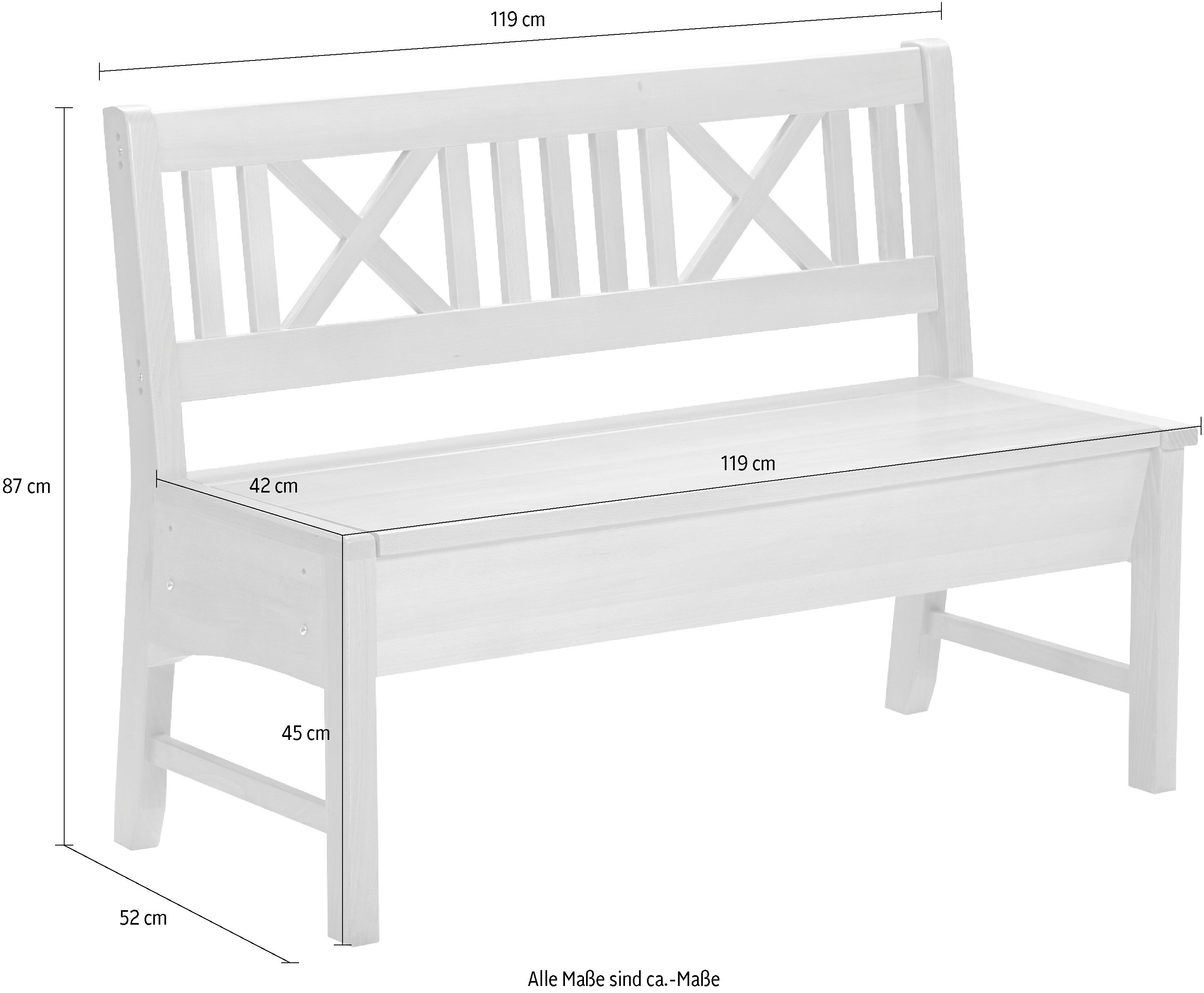 massivline&more Sitzbank Bodensee, Truhenbank, Sitzbank mit Stauraum, Holzb günstig online kaufen