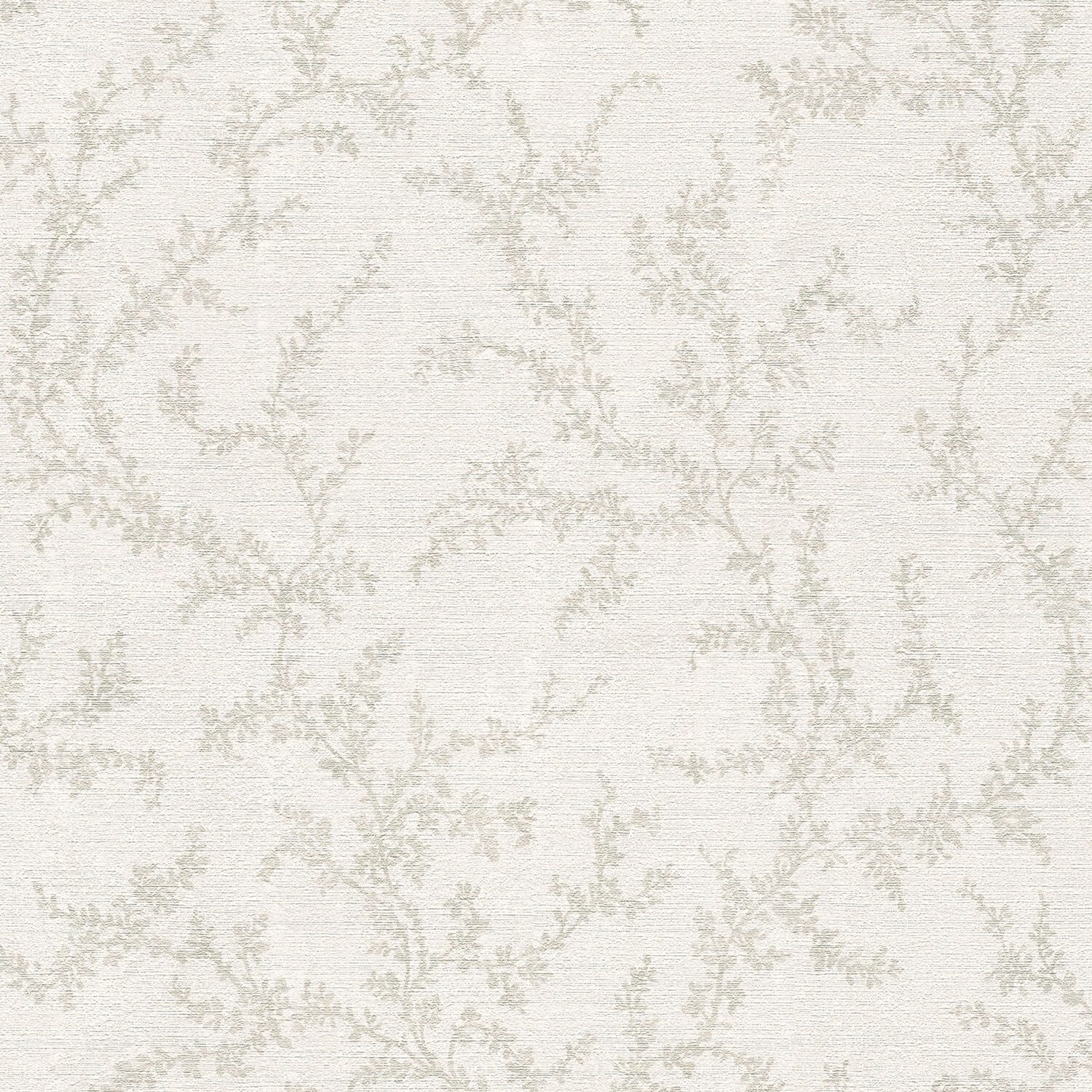 Profhome Vliestapete 790903-GU Natur Tapete Floral matt grau creme-weiß, geprägt, (1 Rolle, 5,33 qm), heißgeprägte Vliestapete, grau