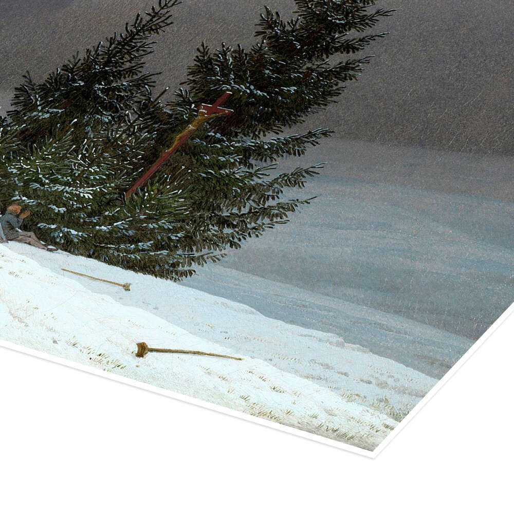 Posterlounge Wandbild Winterlandschaft mit Kirche, Caspar David Friedrich, erhältlich als Poster, Leinwandbild, Wandsticker oder Acrylglasbild
