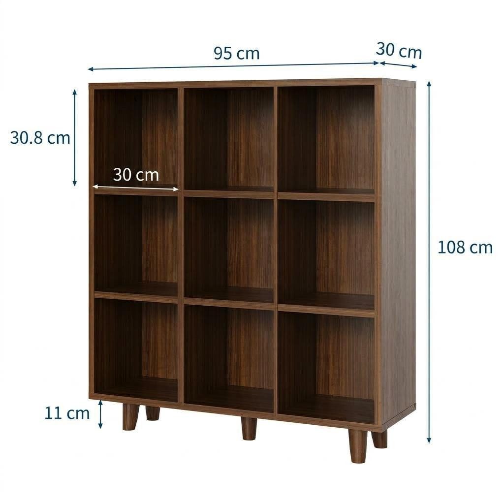 GarveeMore Bücherregal Würfelregal mit 9 Fächern 95x30x108cm – Bild 3 von 5