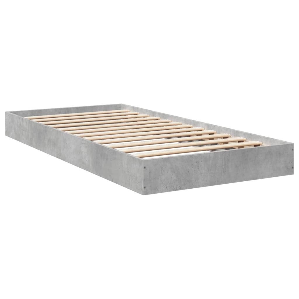 furnicato Bettgestell Bett Betongrau 193 x 78 x 17 cm mit Holzwerkstoff und Sperrholz (1-tlg)